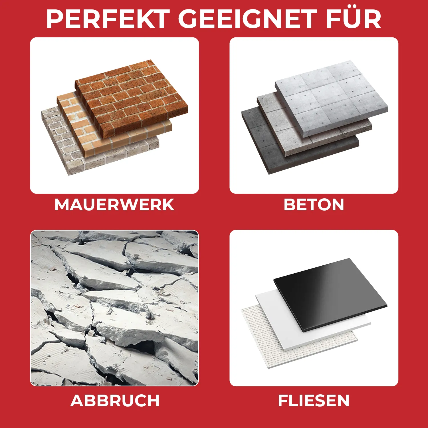 Schwabenbach SDS-Plus Set Scalpelli 250 mm 4 Pezzi per Cemento