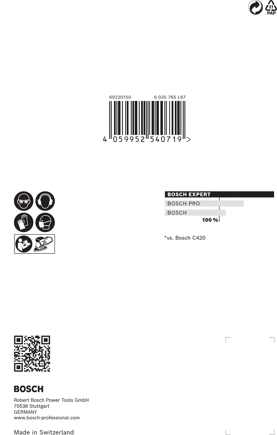 Bosch Expert M480 reti abrasive 100x150 mm G400 10 pezzi