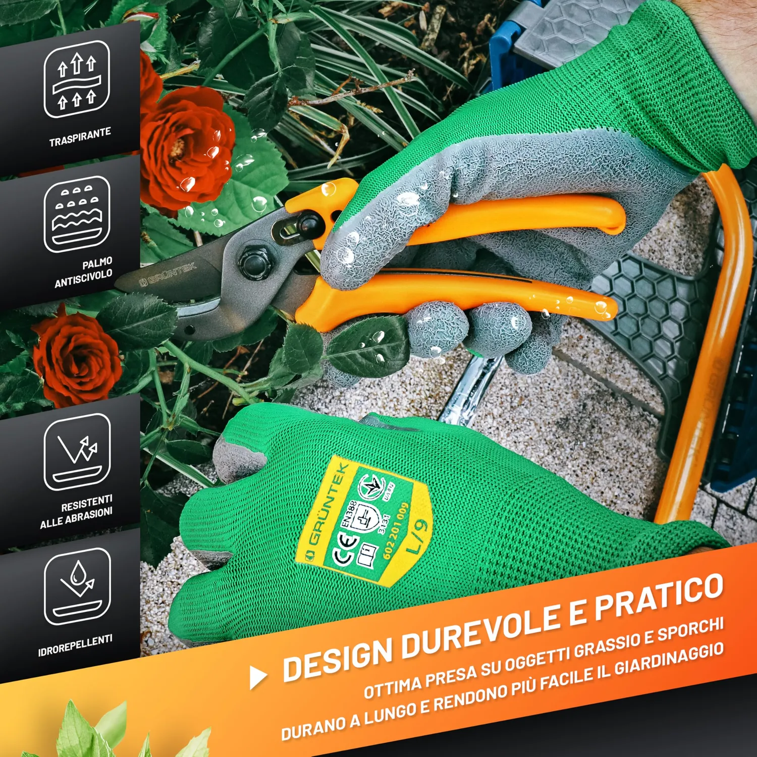 GRÜNTEK Guanti Giardinaggio Lattice 5 Paia M8