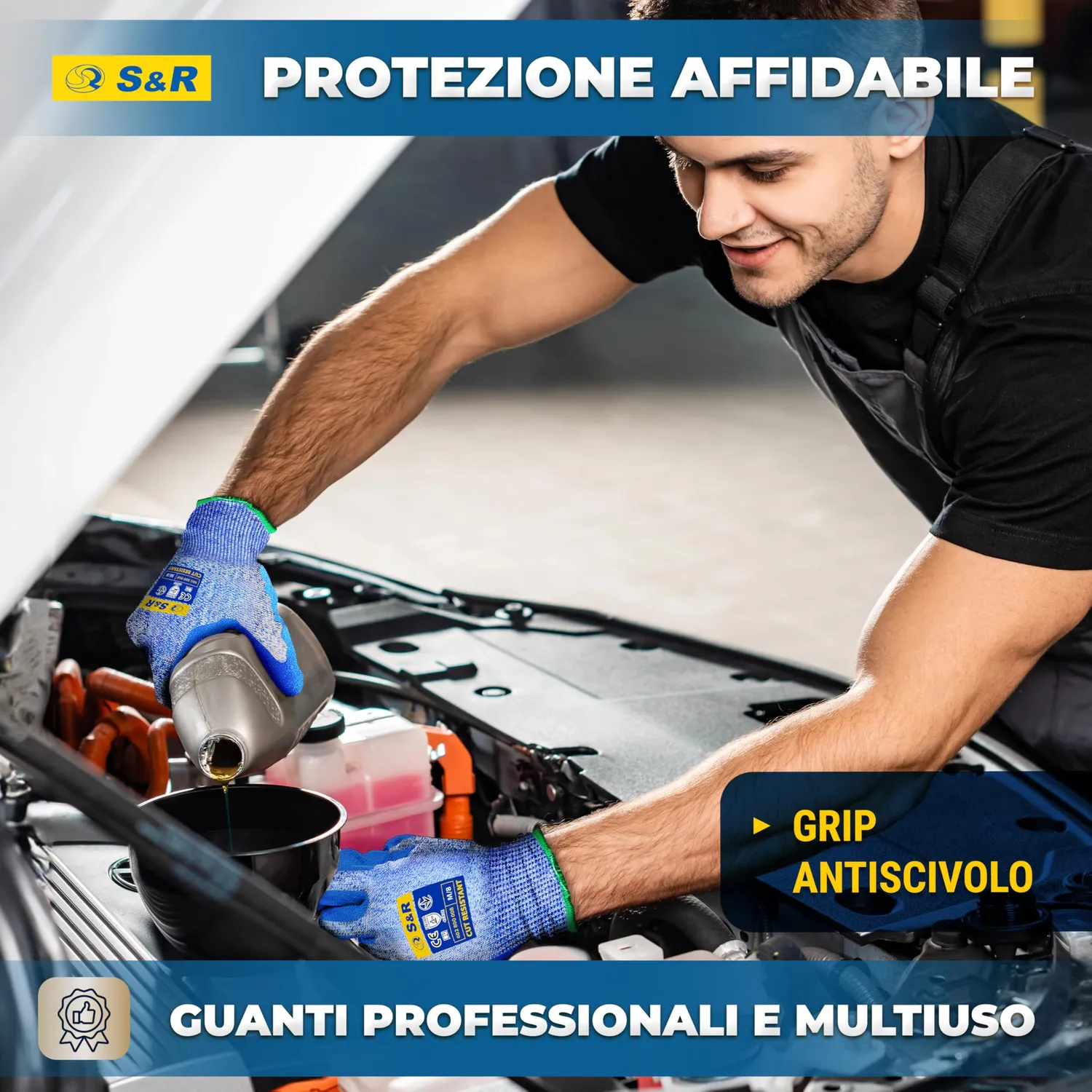 S&R guanti antitaglio taglia 9 tungsteno e nitrile 1 paio