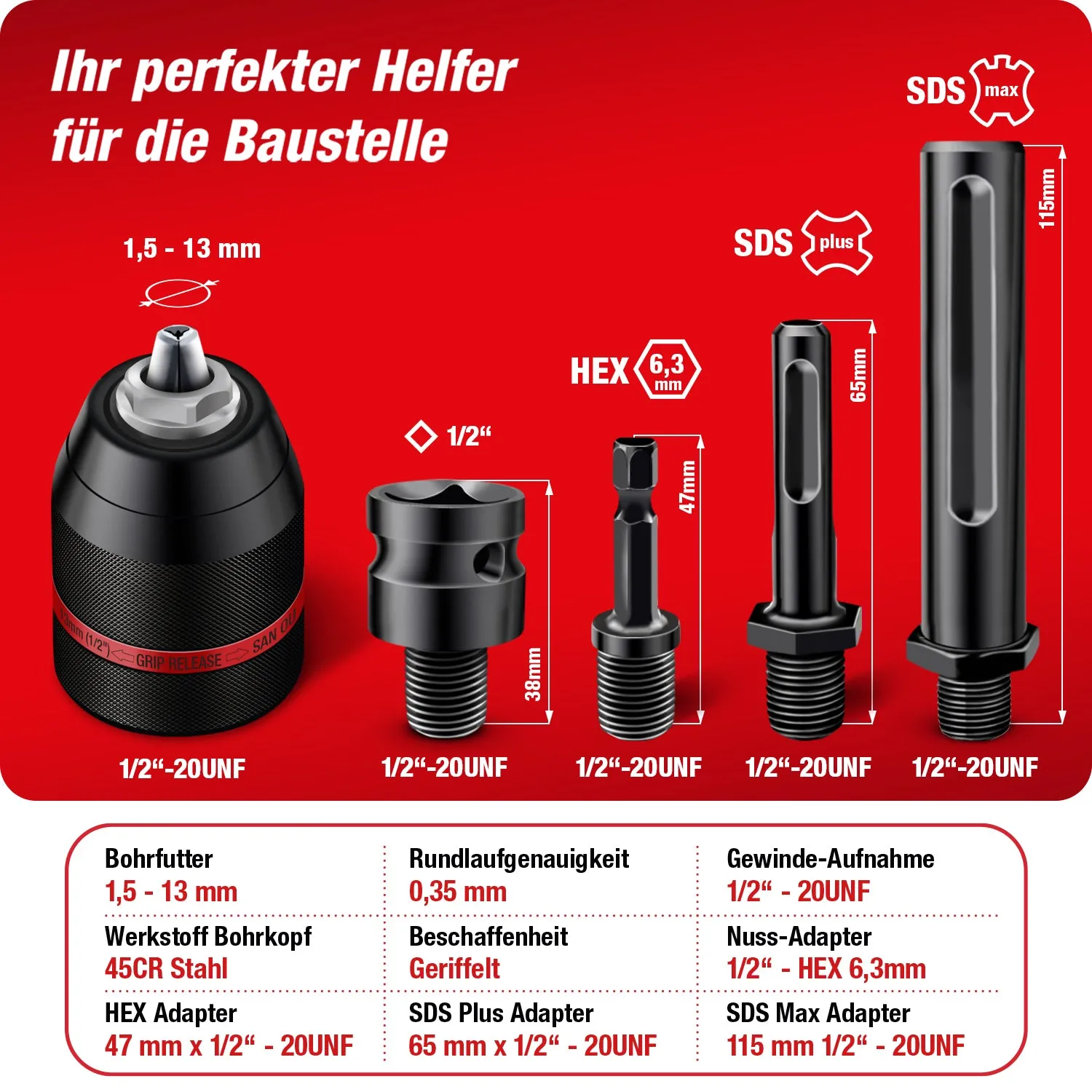 Schwabenbach Mandrino Autoserrante 1,5-13 mm Set 5 Pezzi