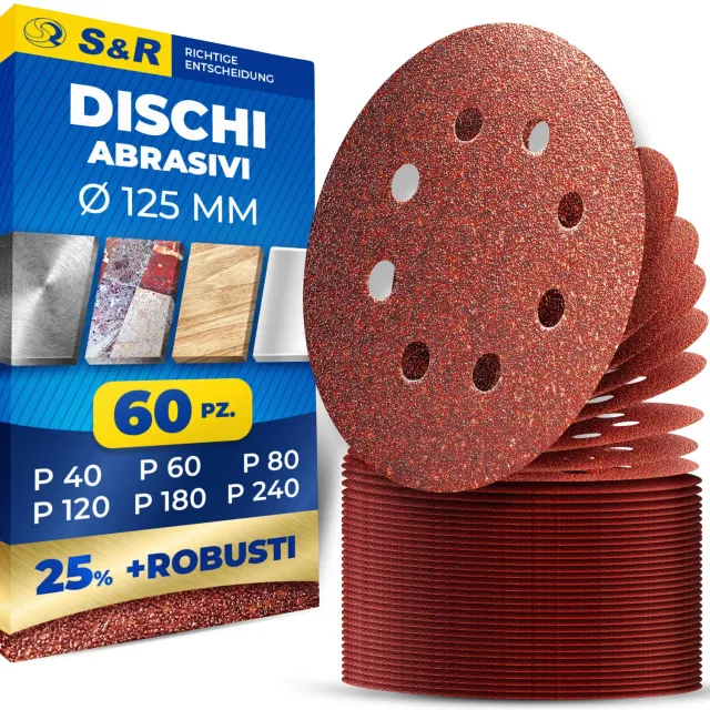 S&R dischi abrasivi 125 mm set 60 pezzi grana 40-240