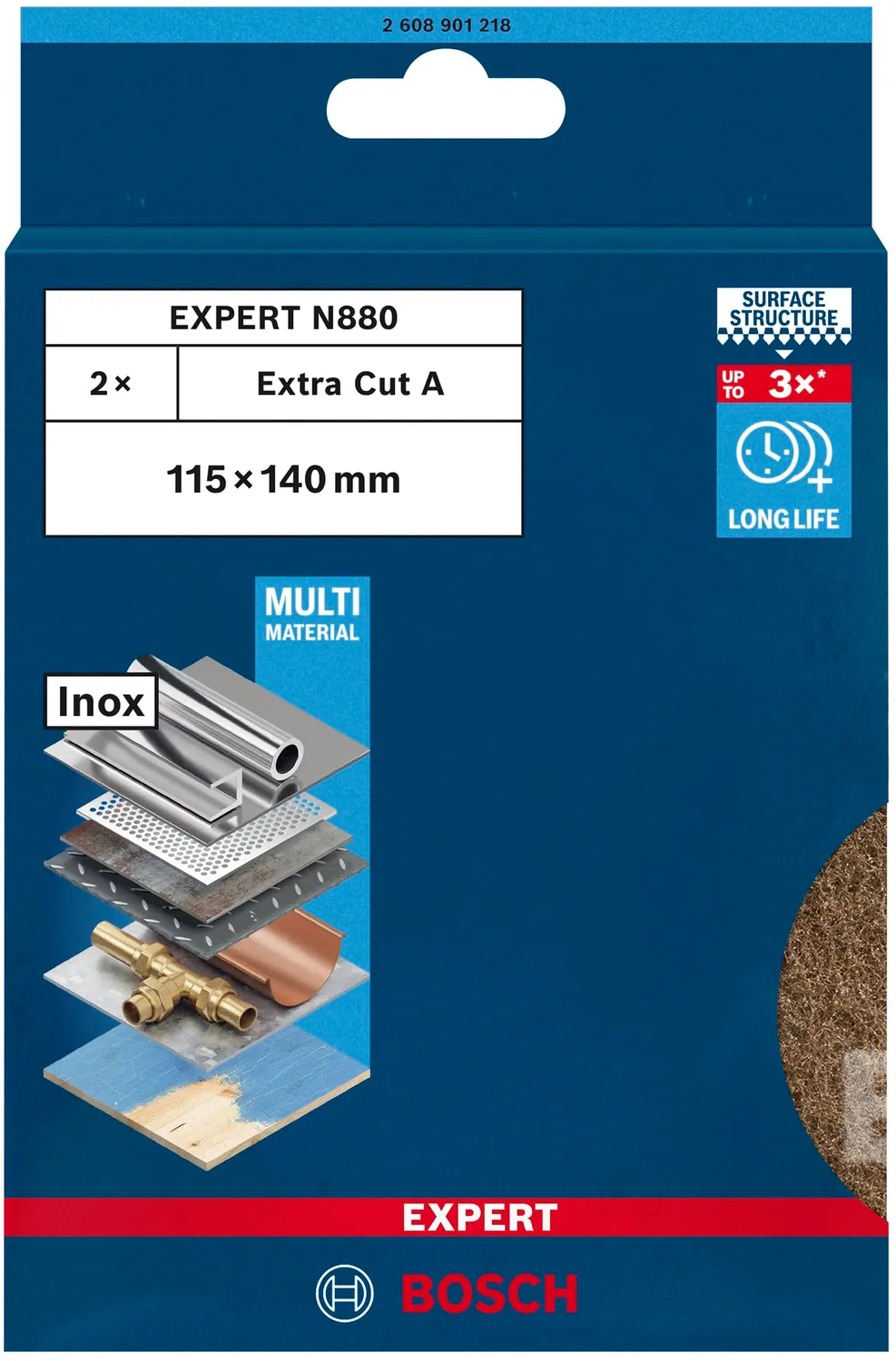 Bosch Expert N880 Foglio Abrasivo Tessuto 115x140 Grezza A 2pz