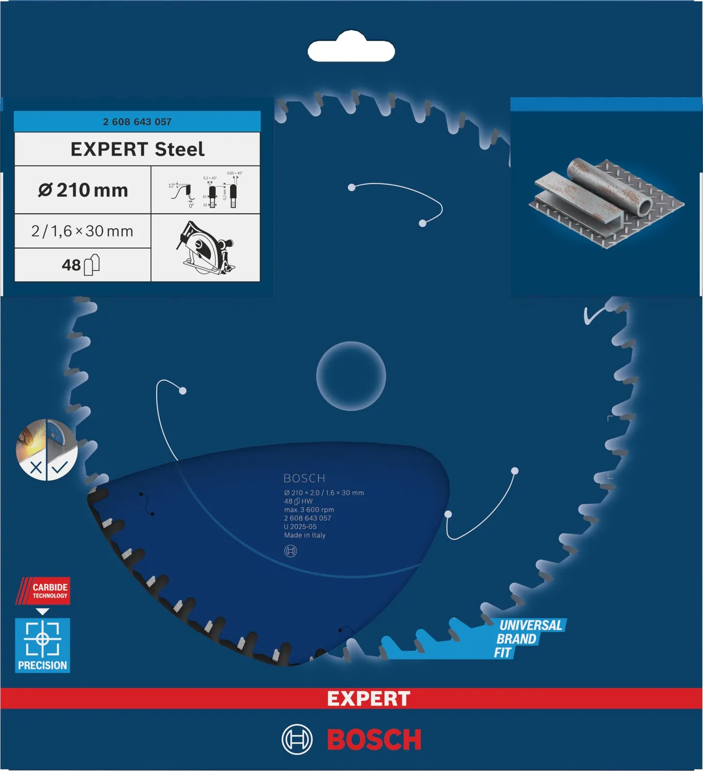 Bosch Expert Lama Circolare 210x30 mm 48 Denti per Acciaio