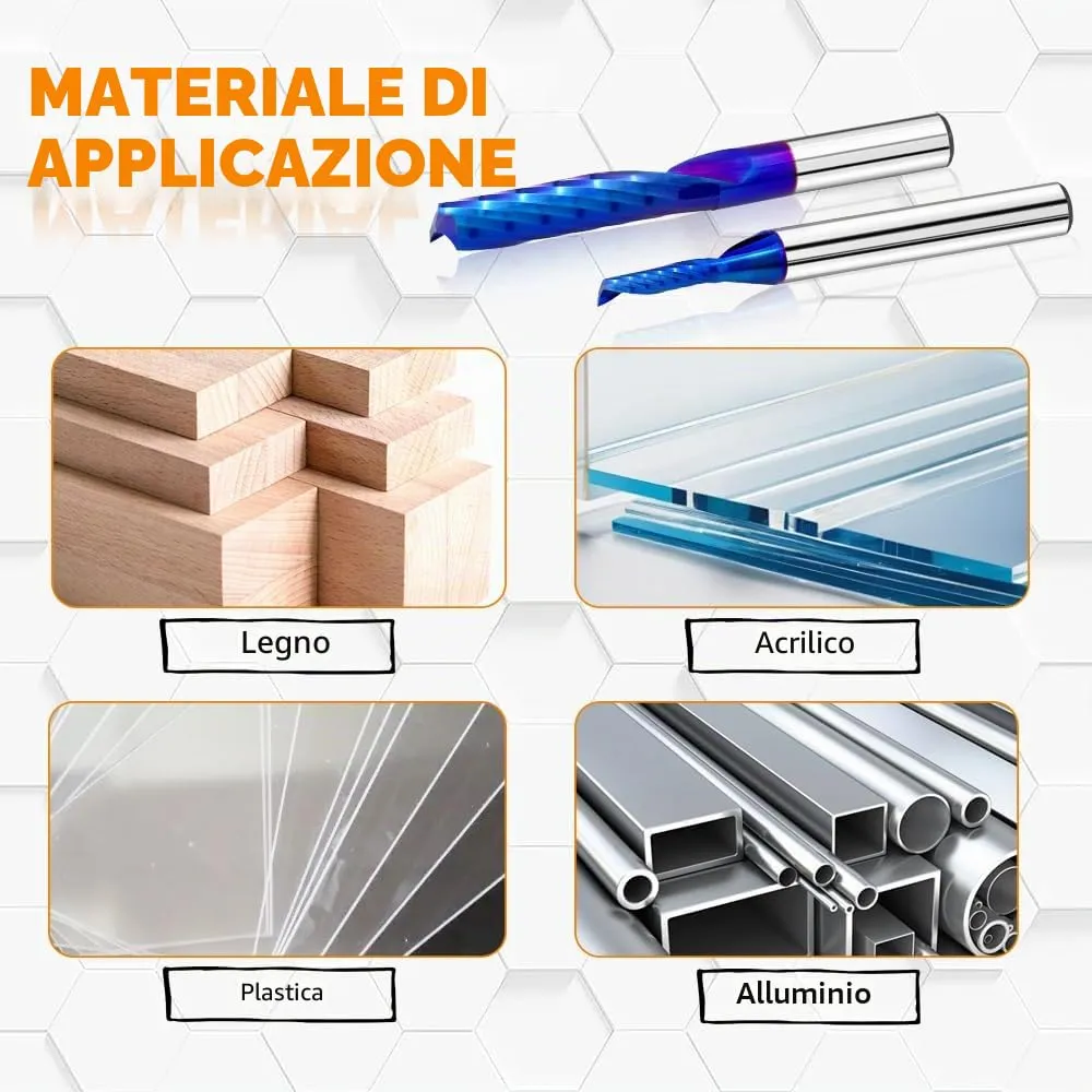 BGTEC fresa CNC elicoidale 3 mm per legno e alluminio