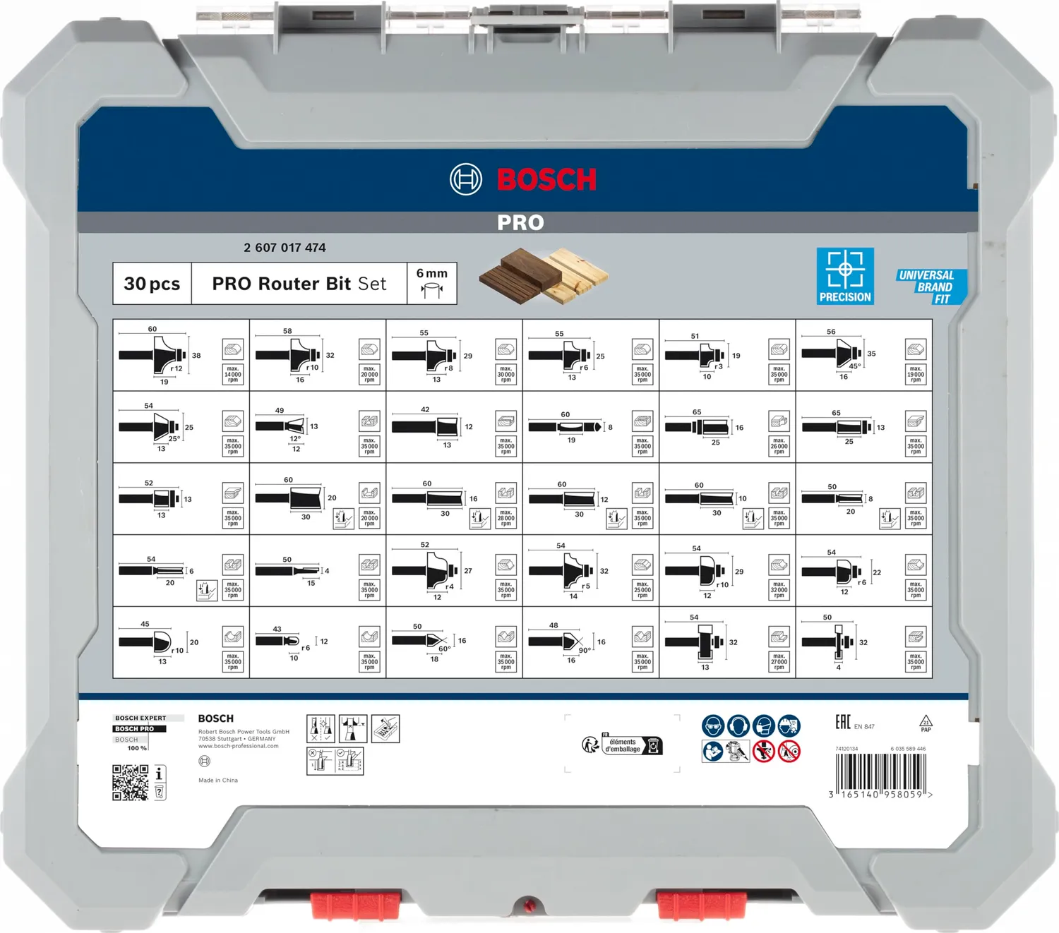 Bosch Expert Set Frese Legno 30 Pz Gambo 8 mm
