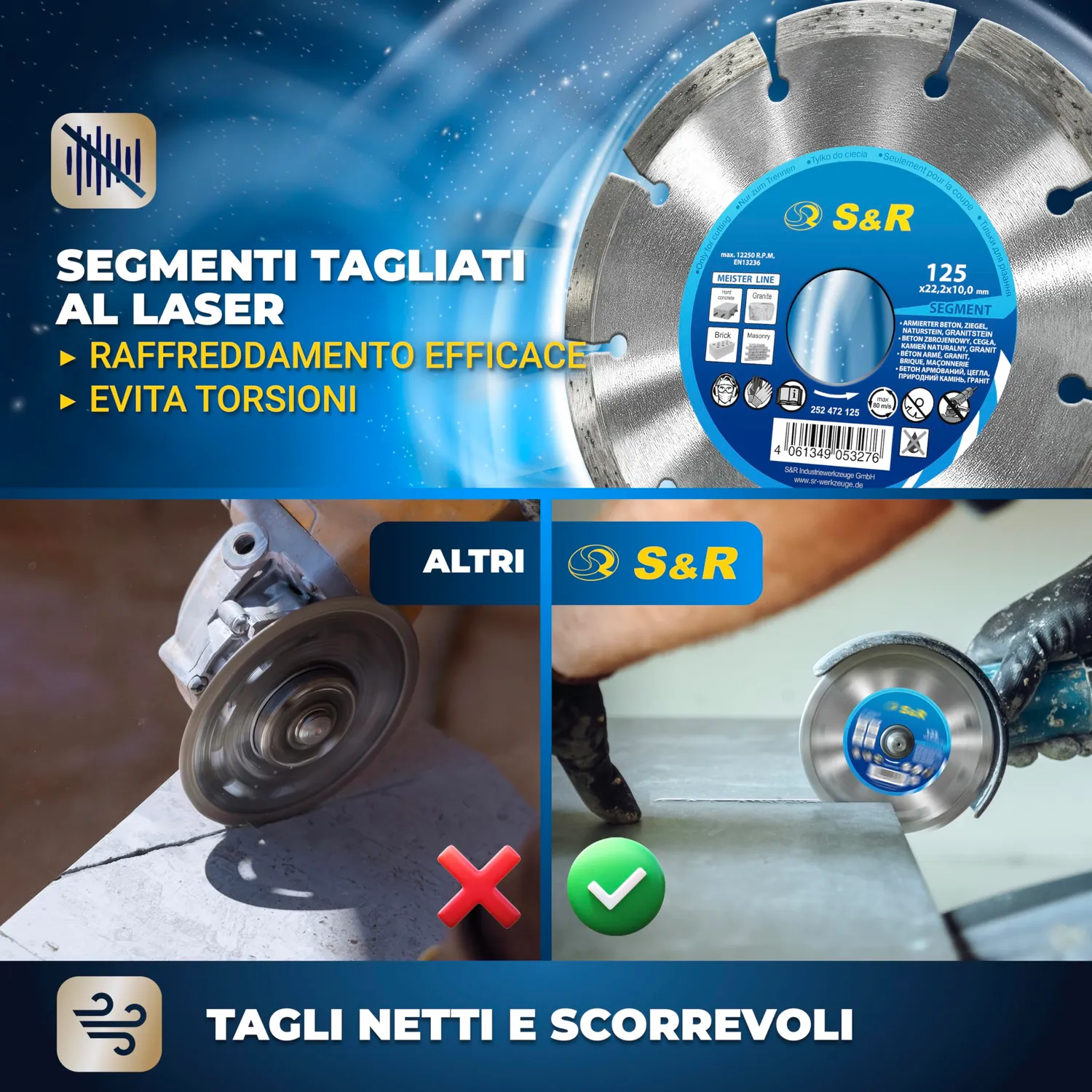 S&R Premium disco diamantato 125 mm per cemento e granito