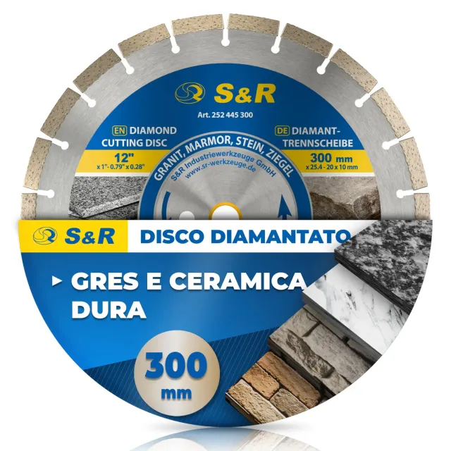 S&R disco diamantato segmentato 300 mm gres granito foro 25,4
