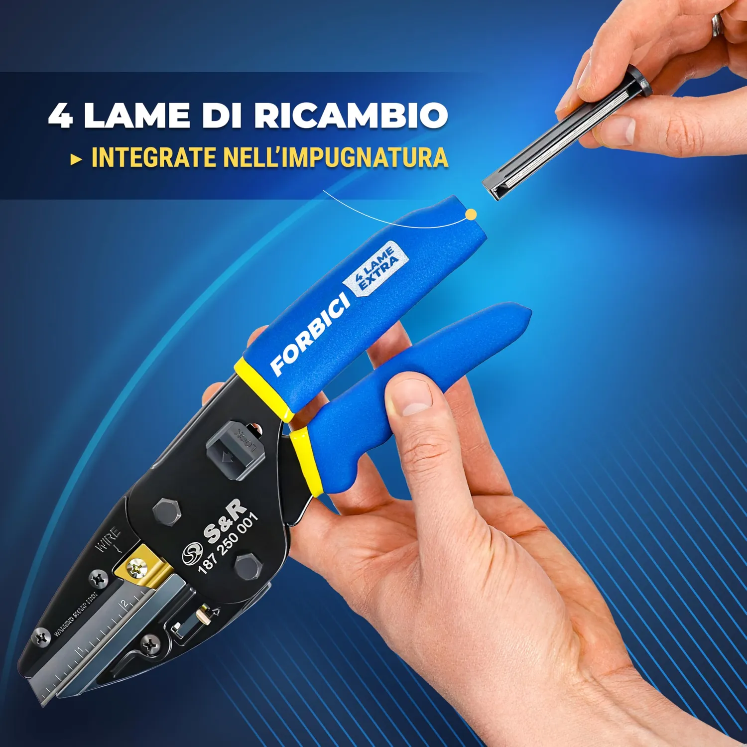 S&R forbici elettricista multiuso con 4 lame ricambio