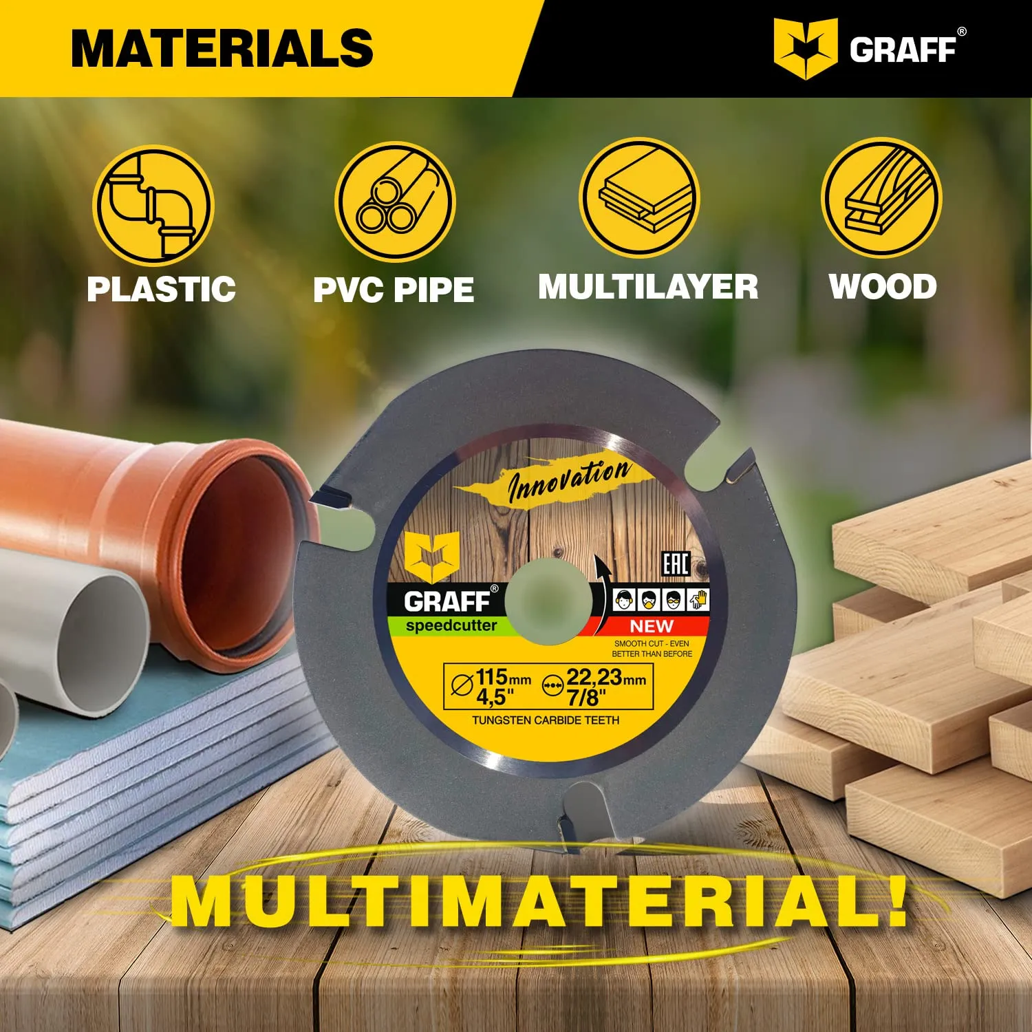 Graff Speedcutter Disco legno 115 mm 3 denti carburo intaglio