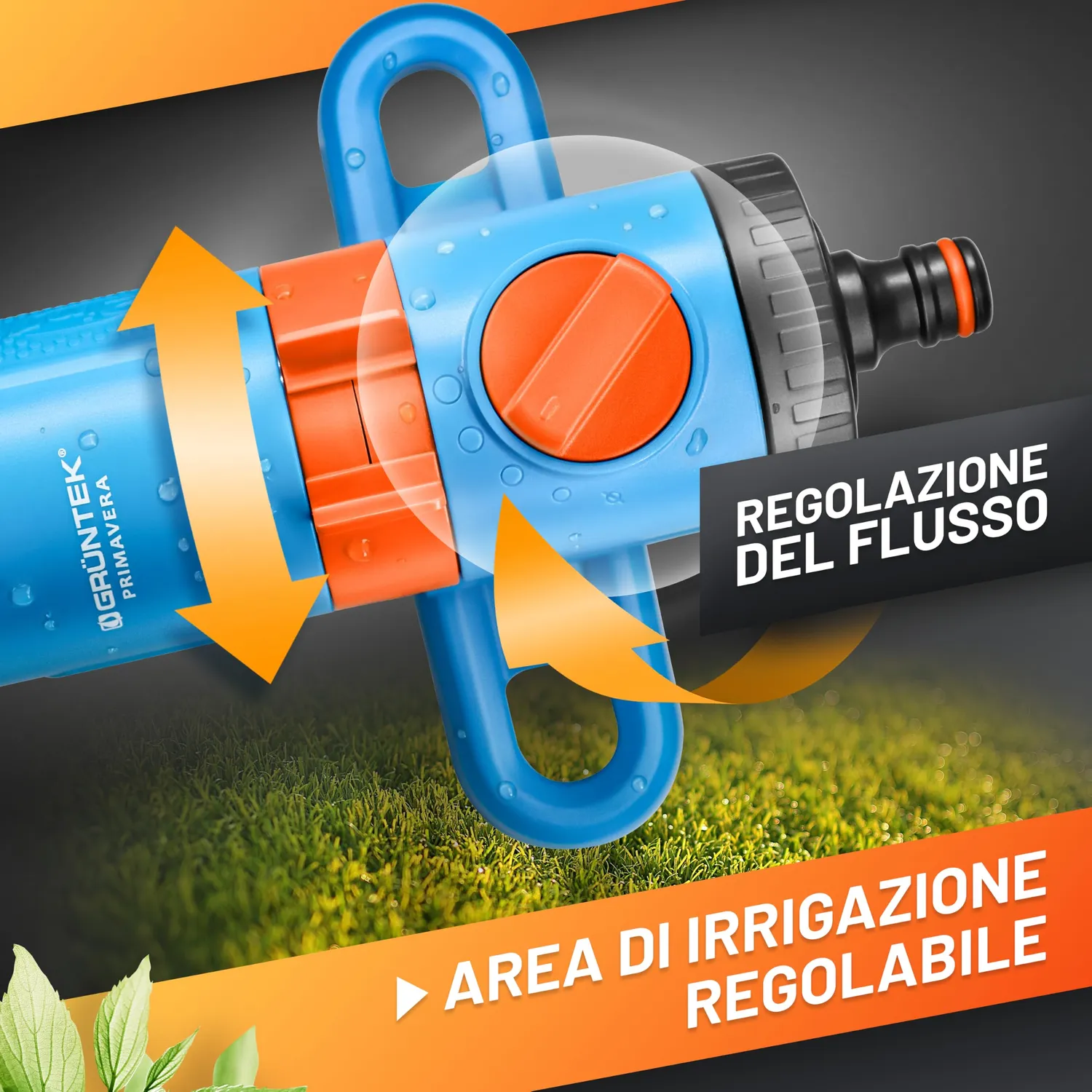 Grüntek Irrigatore oscillante 2 in 1 metallo 350mq pioggia-nebbia