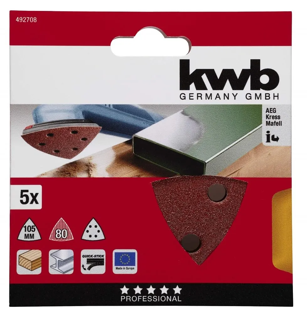 KWB Triangoli Abrasivi Delta 105 mm Grana 80 5 Pezzi