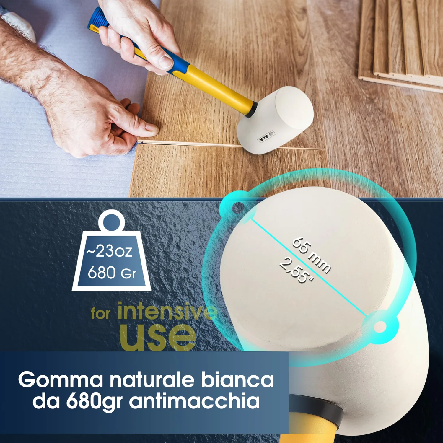 S&R Martello Gomma Bianca 680 gr 65 mm Antimacchia