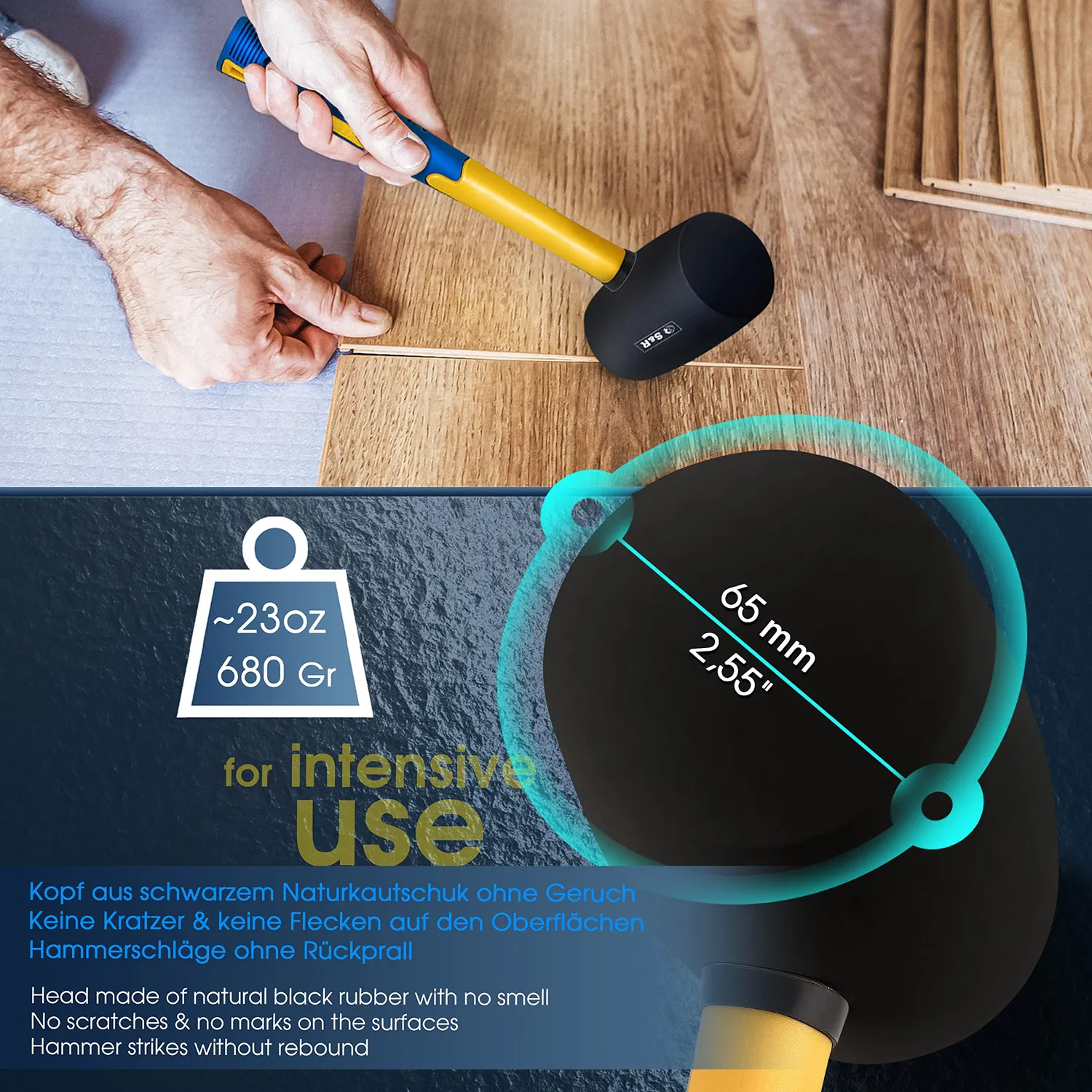S&R Martello Gomma Nera 680 g 65 mm Piastrelle