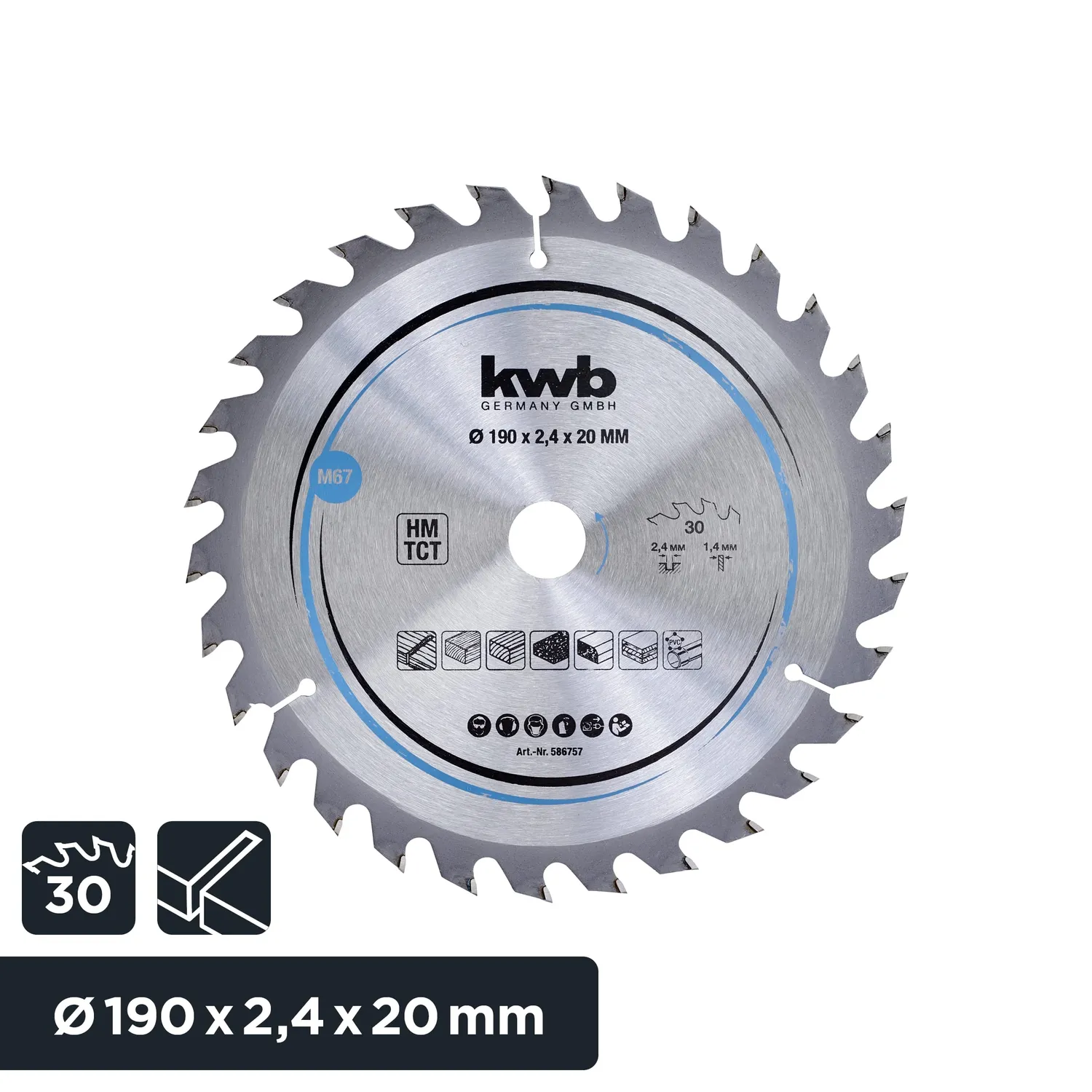 KWB 586757 lama circolare 190x20 30 denti legno duro