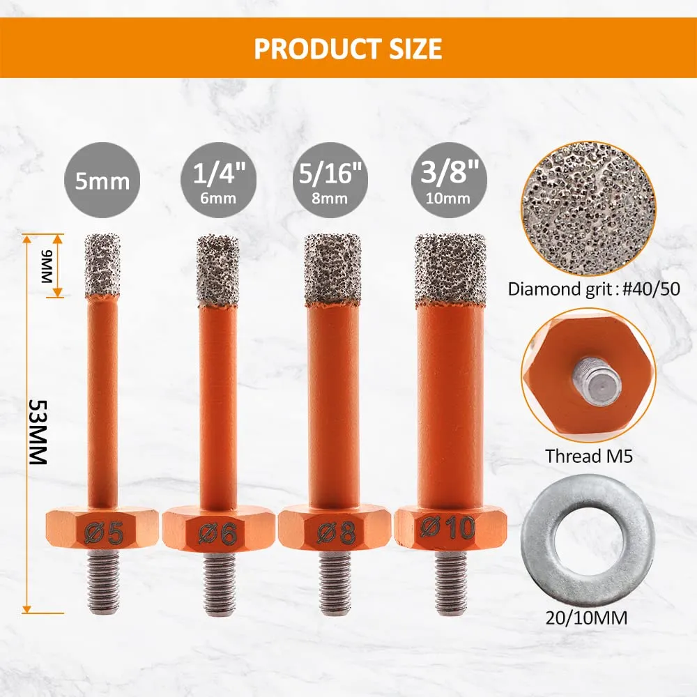BGTEC Punta diamantata 6 mm M5 per gres 2 pz