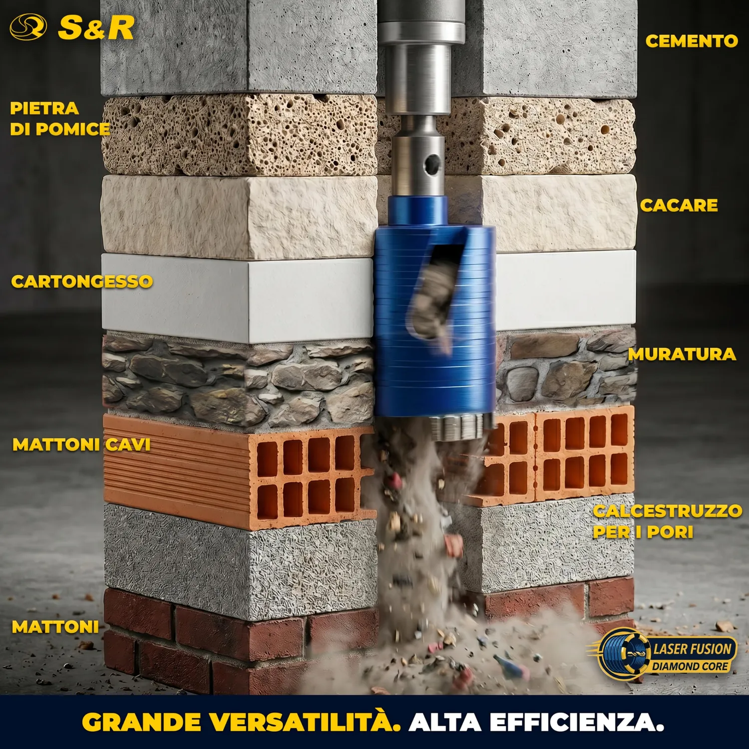 S&R Sega a Tazza Diamantata 68 mm SDS-Plus cemento