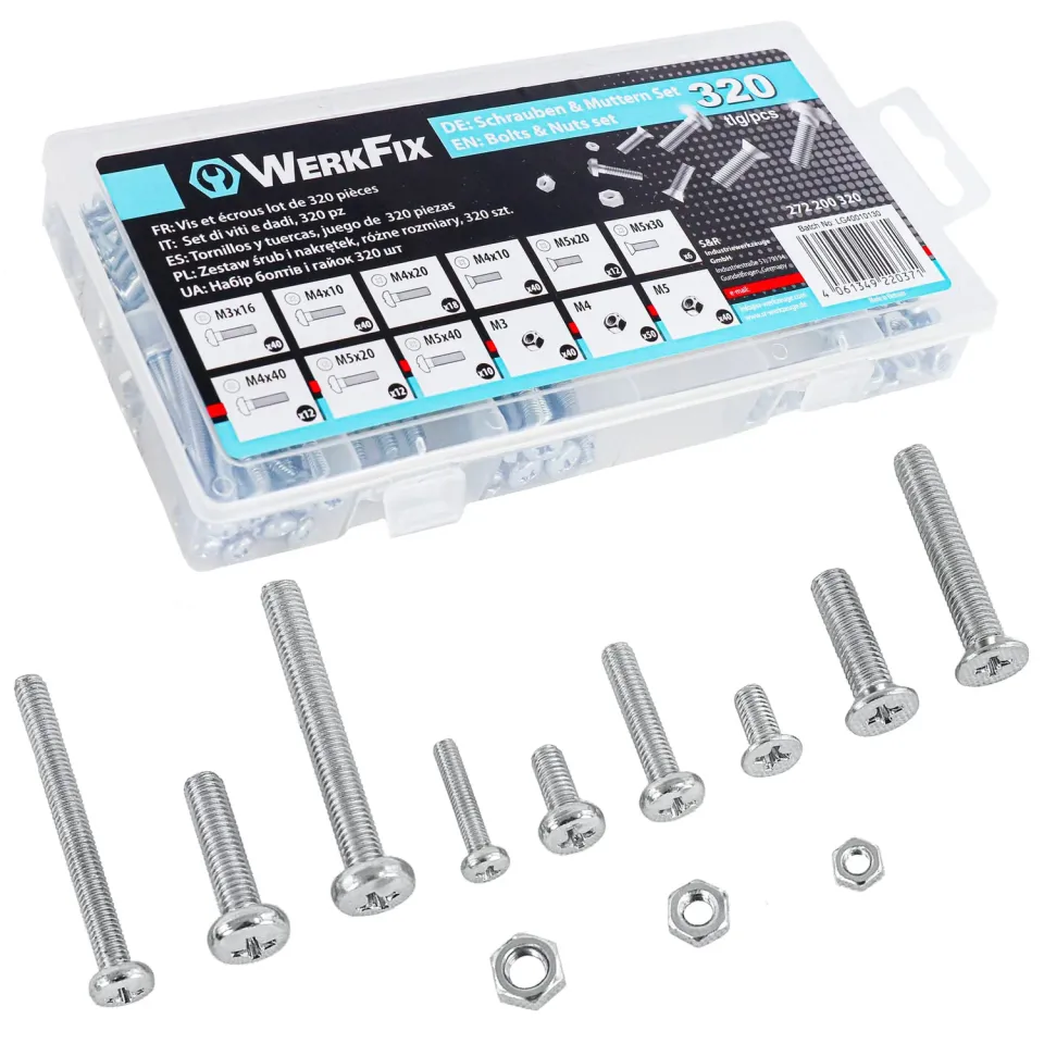S&R WERKFIX kit viti e dadi 320 pezzi M3-M5