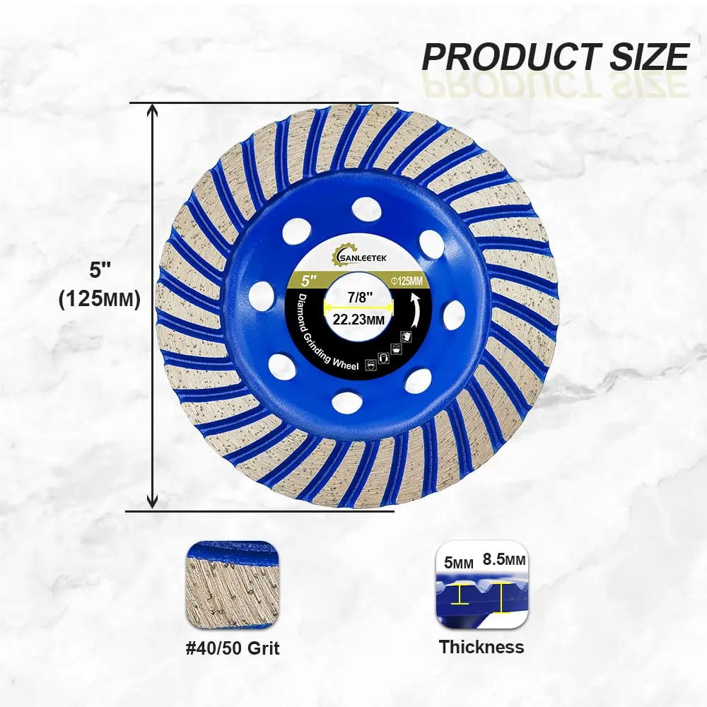 Sanleetek mola tazza diamantata 125 mm turbo fila cemento