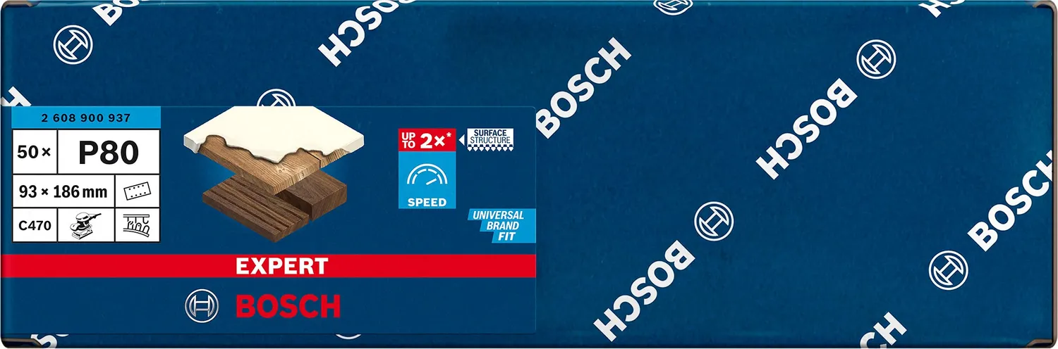Bosch Expert C470 fogli abrasivi 93x186 grana 80 50 pezzi