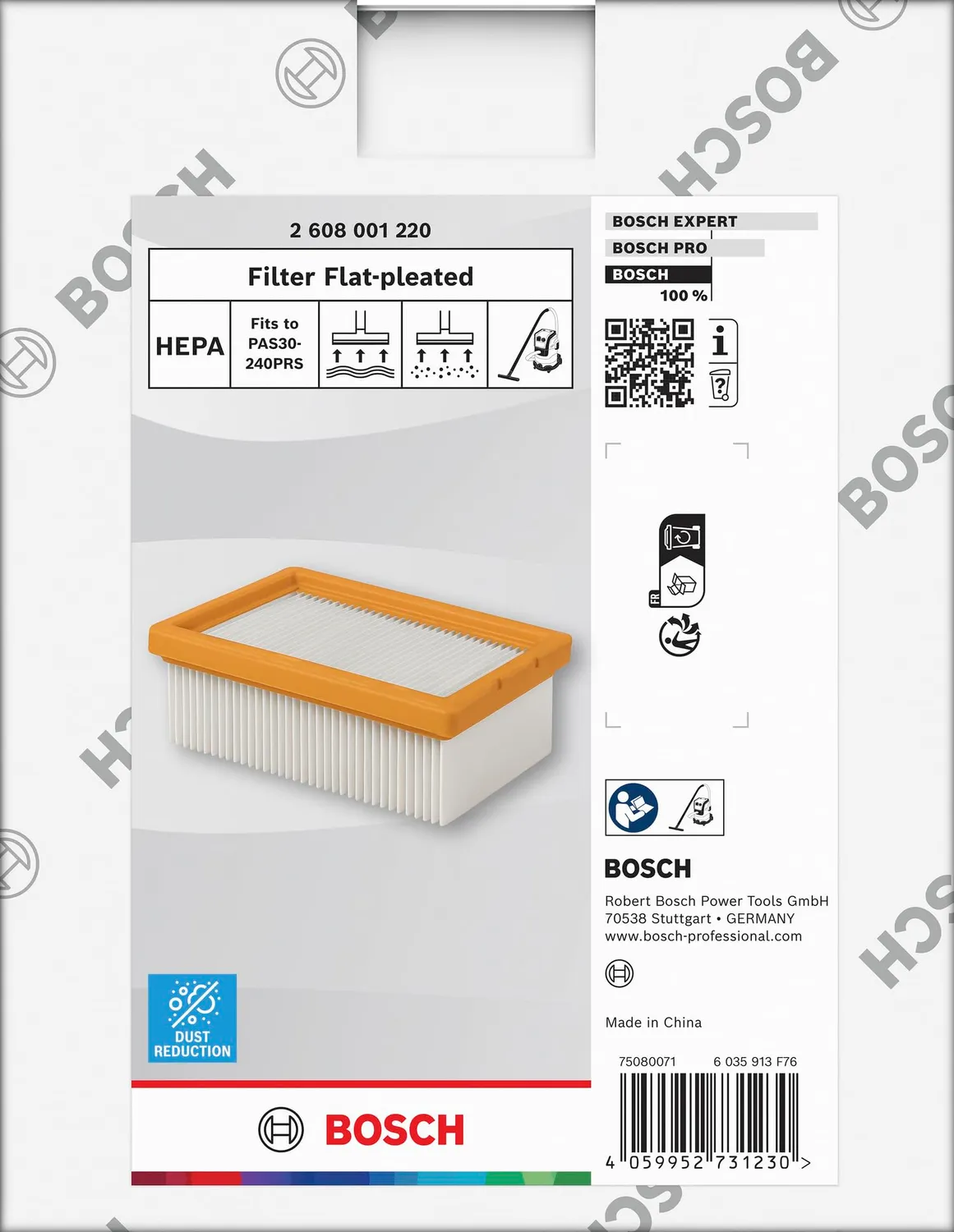 Bosch Expert filtro pieghettato HEPA aspirapolvere cellulosa 99,95%