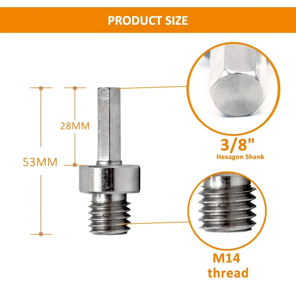 BGTEC adattatore M14 - esagonale 3/8" 53 mm 2 pezzi acciaio