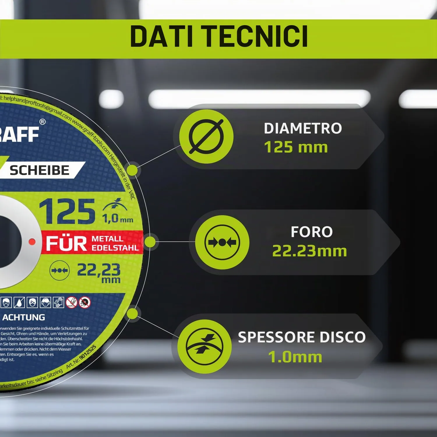 Graff dischi da taglio 125 mm 1 mm 25 pz per inox