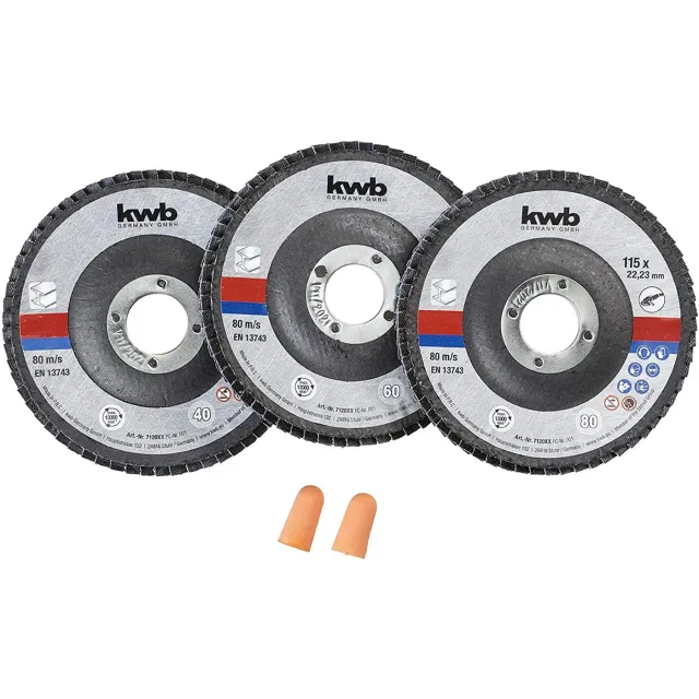 KWB 712061 dischi lamellari 115 mm 3 pezzi K40-K80