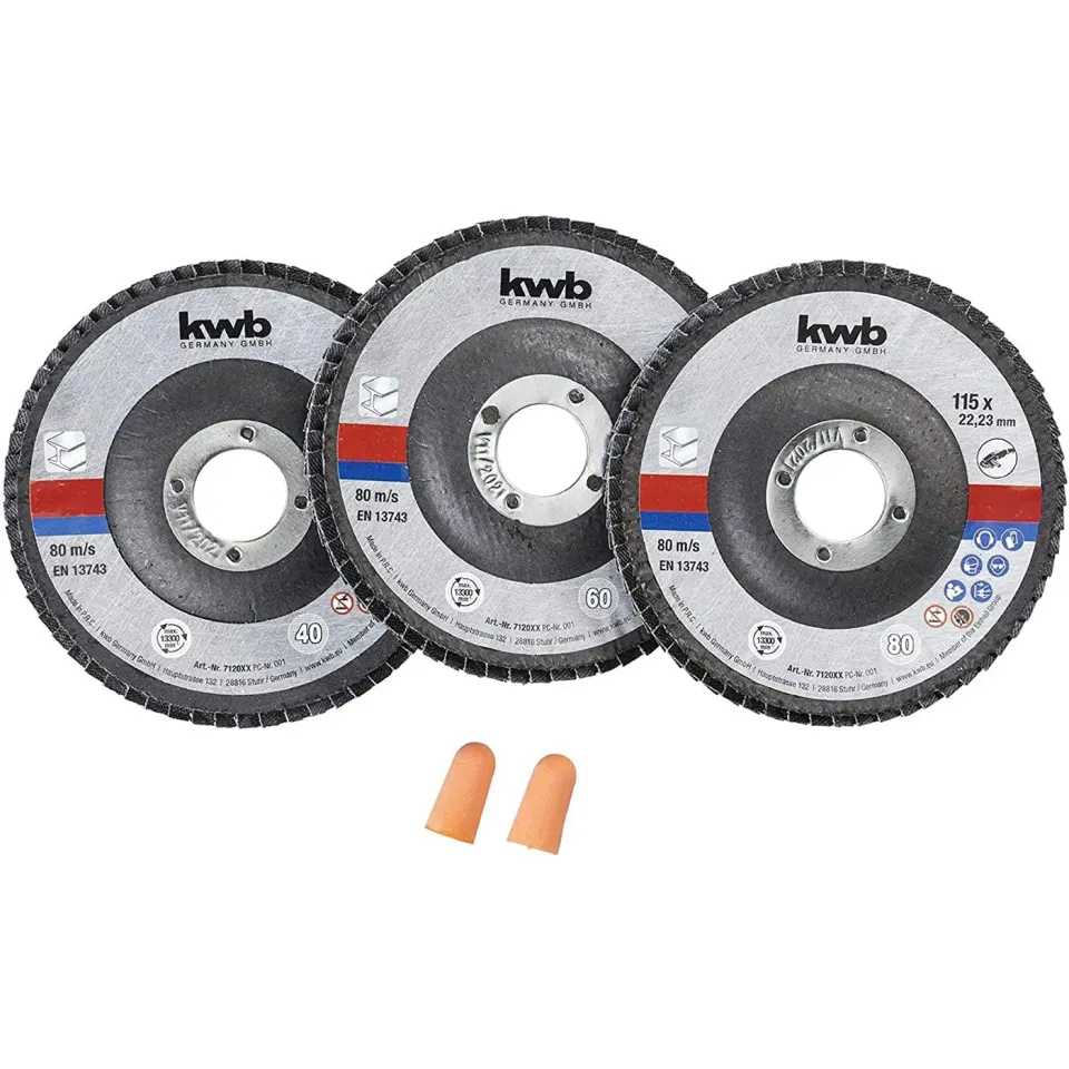 KWB 712061 dischi lamellari 115 mm 3 pezzi K40-K80