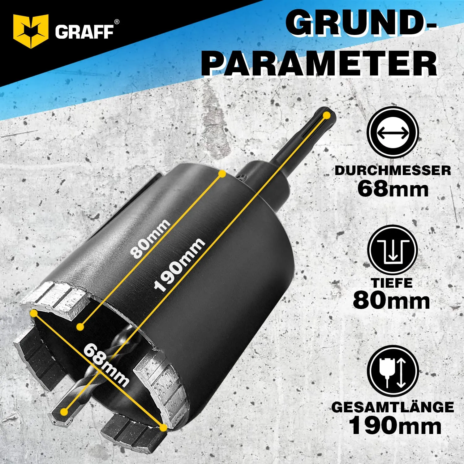 Graff Sega a Tazza Diamantata 68 mm SDS Plus per Cemento