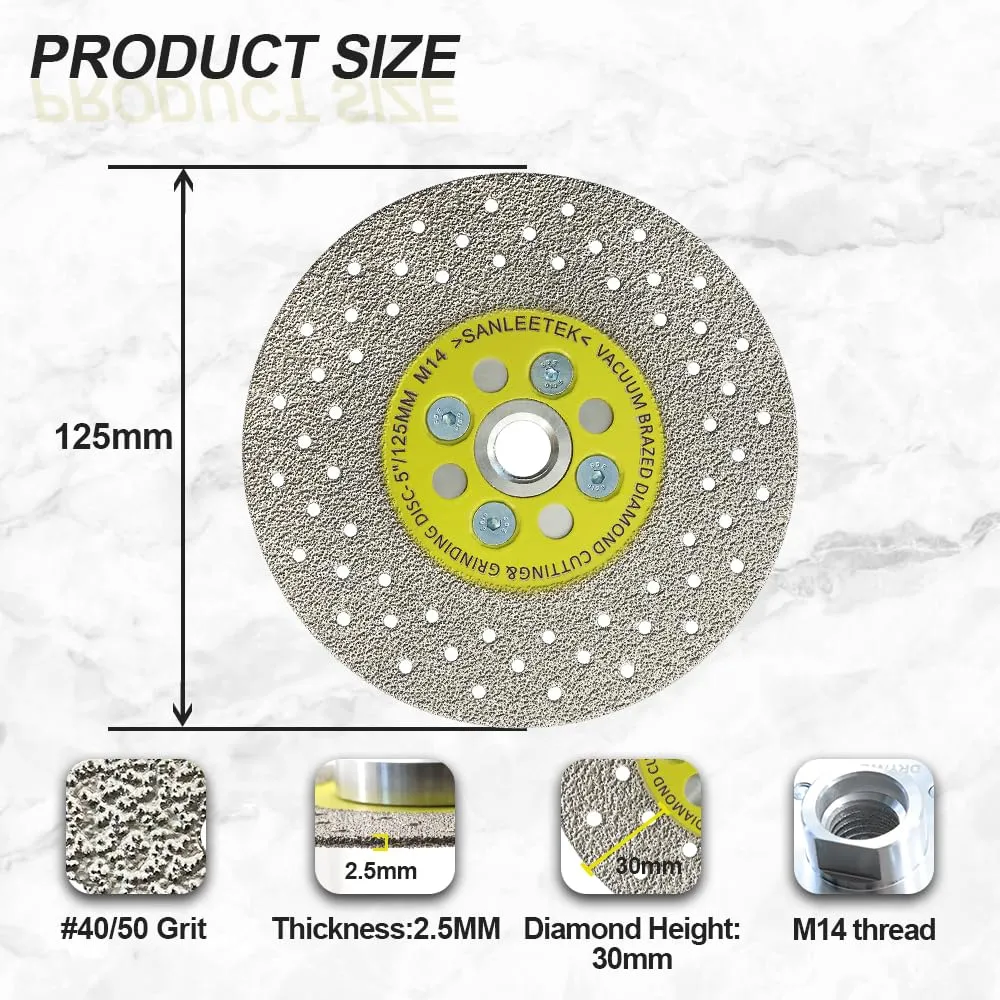 SANLEETEK Disco Diamantato 125mm M14 Doppia Faccia per Marmo