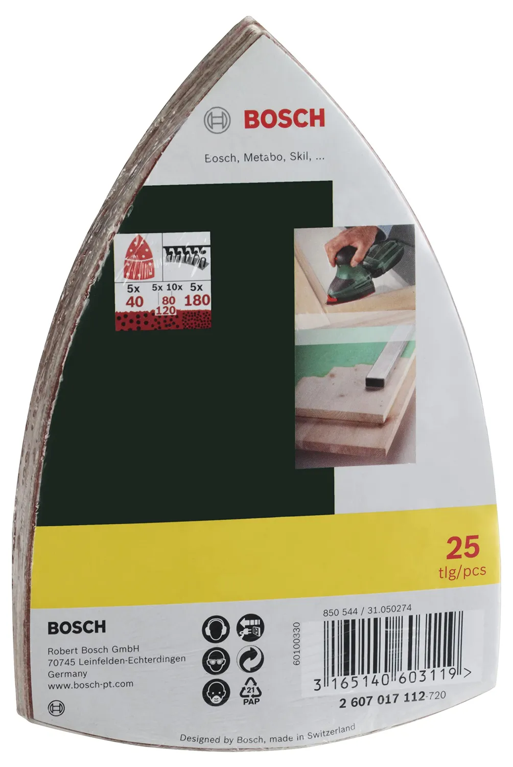 Bosch Set 25 Fogli Abrasivi 102x62 mm Grane Assortite