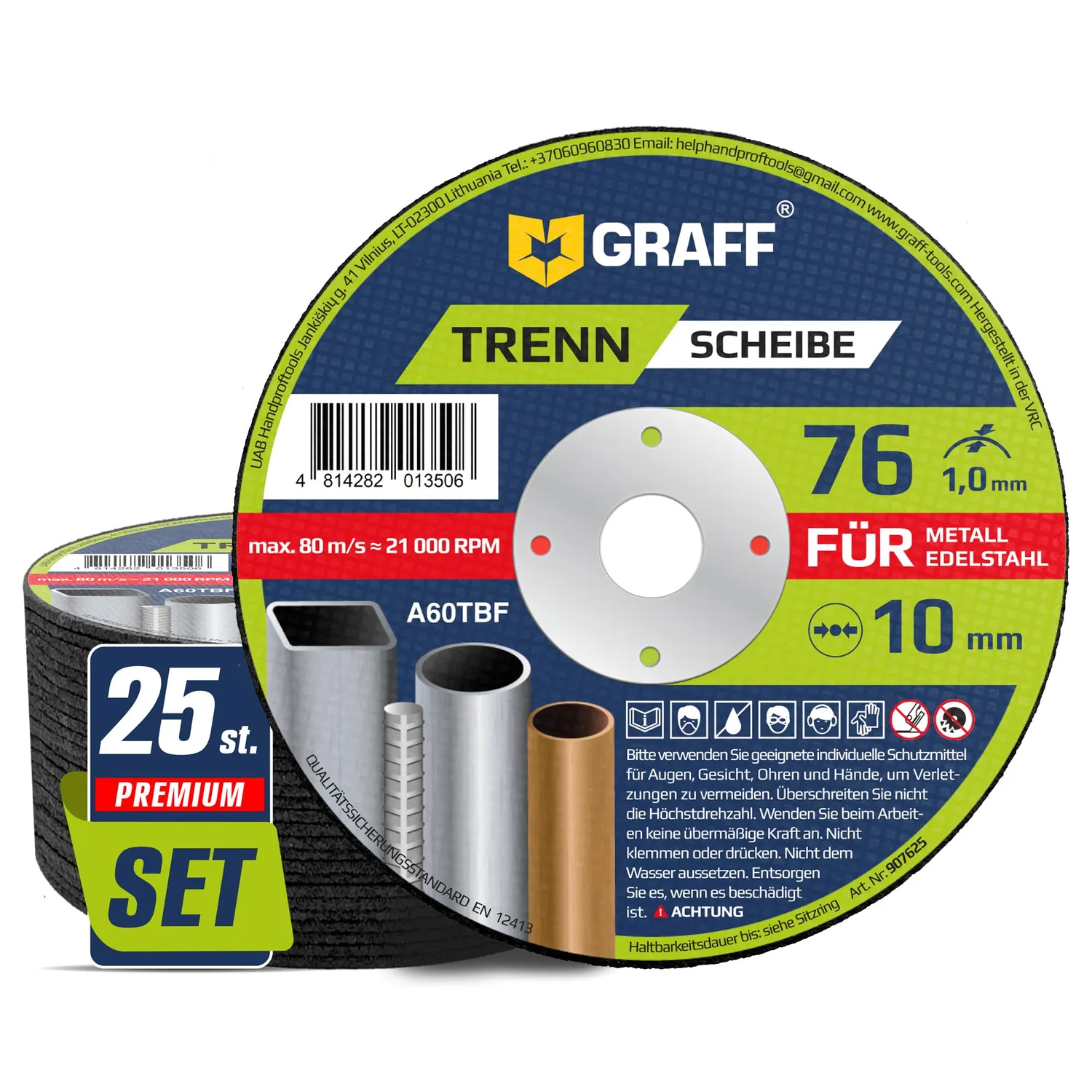 Graff dischi da taglio 125 mm 1 mm 25 pz per inox
