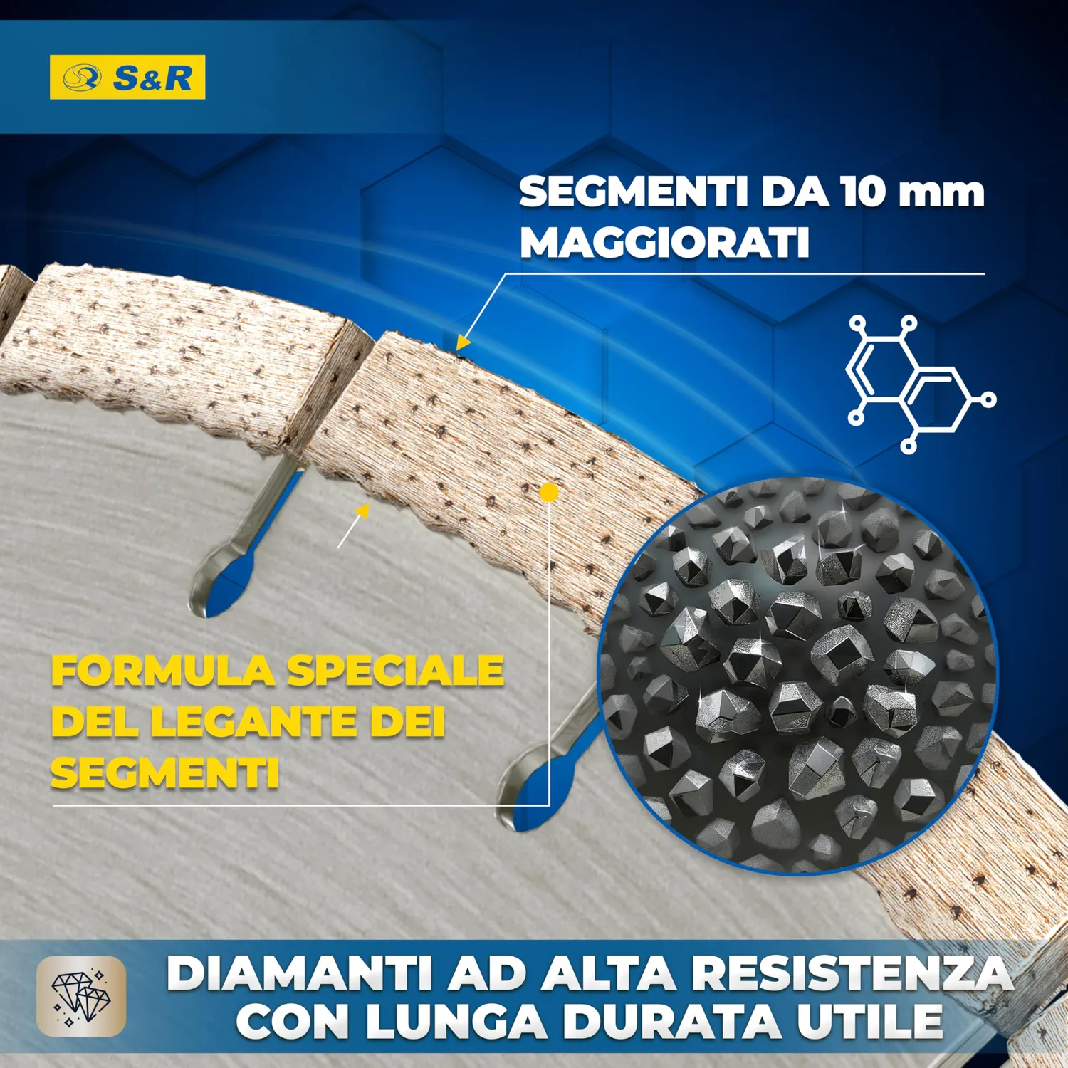 S&R disco diamantato segmentato 300 mm gres granito foro 25,4