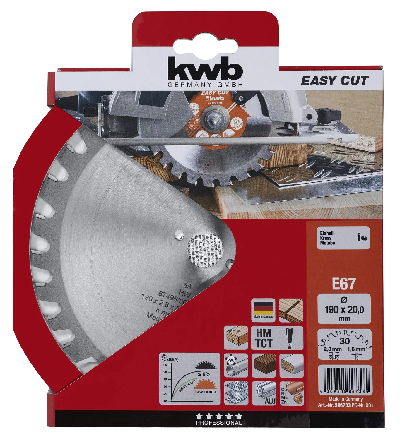 KWB 586733 Lama Circolare 190x20 mm 30 Denti Universale