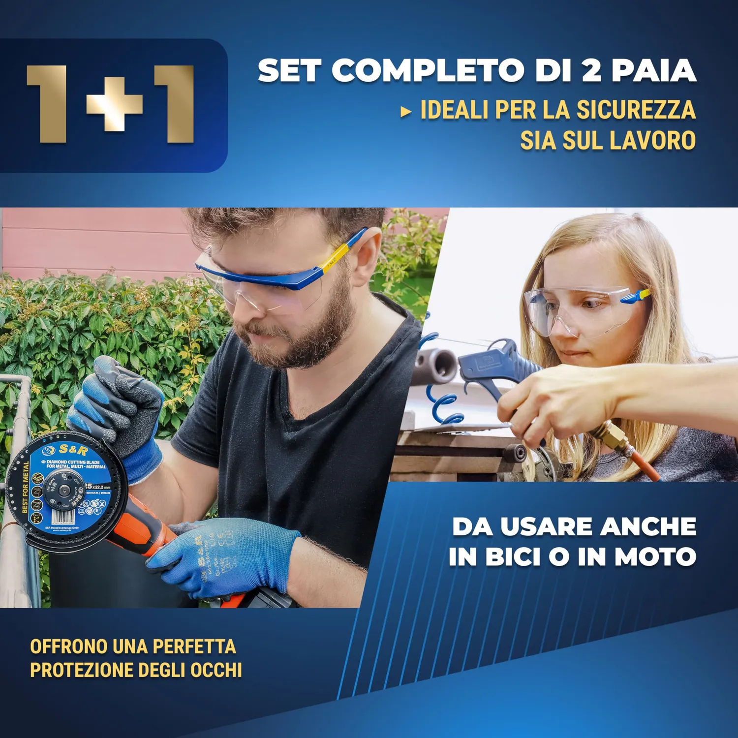 S&R Occhiali Protettivi Trasparenti Set 2 Pezzi UV