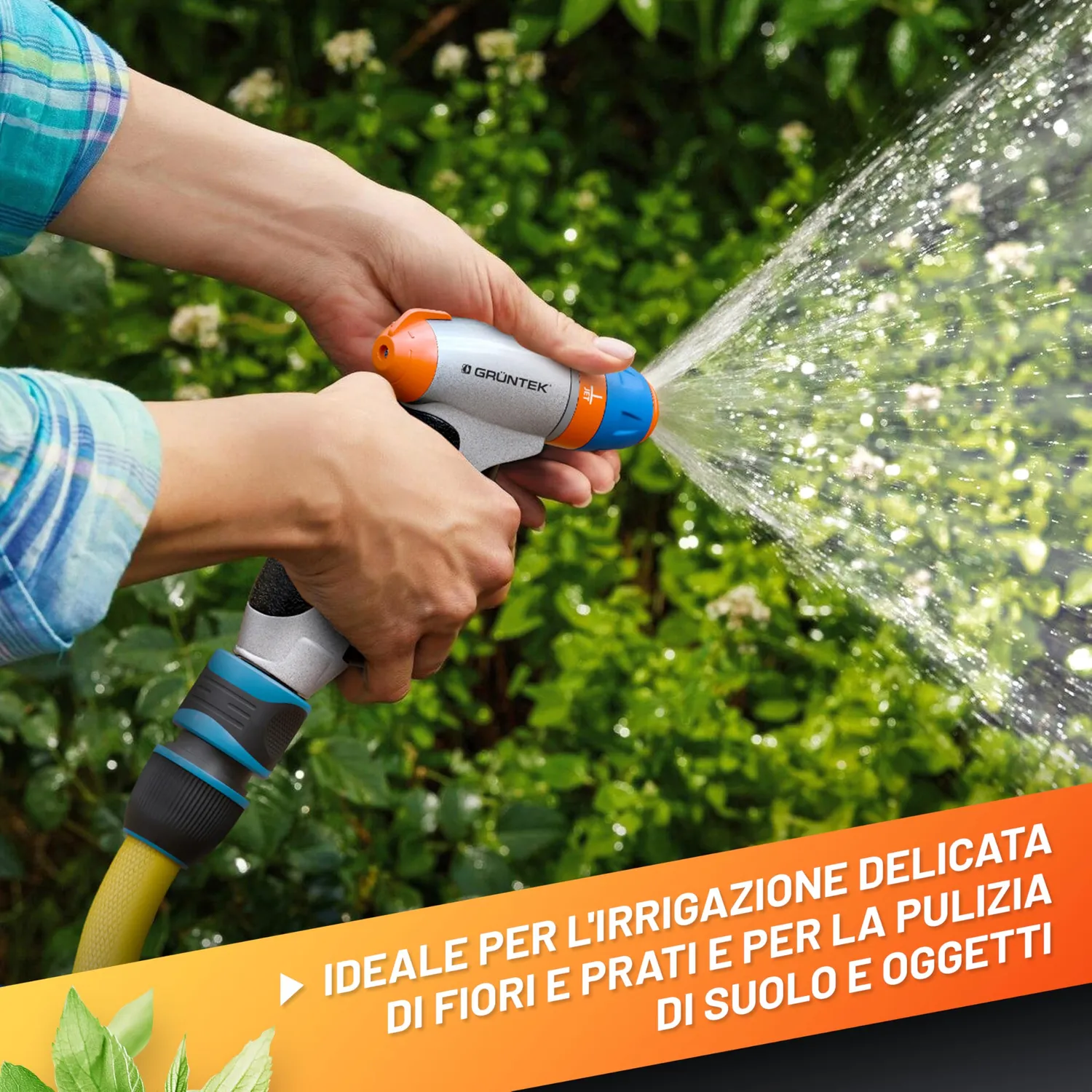 GRÜNTEK pistola acqua giardino metallo 3 spruzzi