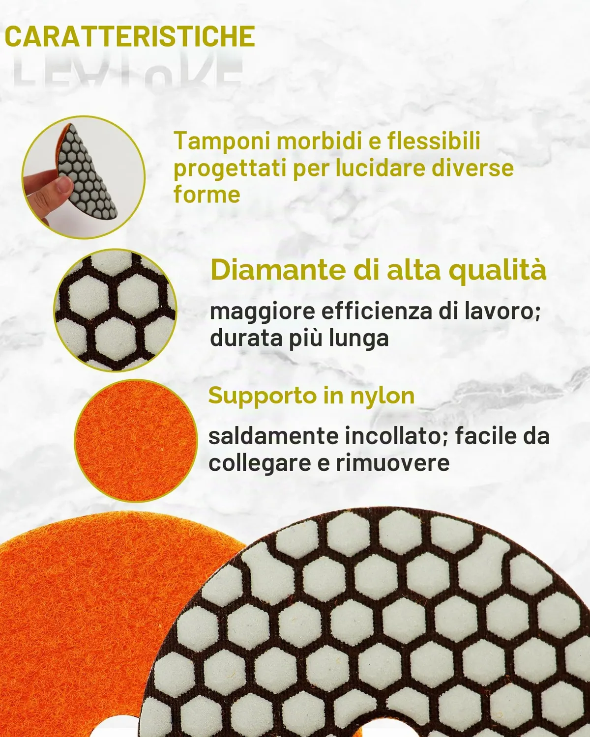 Sanleetek tamponi lucidatura diamantati 100 mm grana 50 8 pezzi