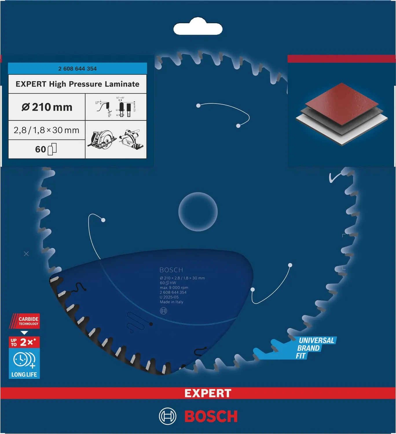 Bosch Expert 210mm lama circolare 60 denti per laminato