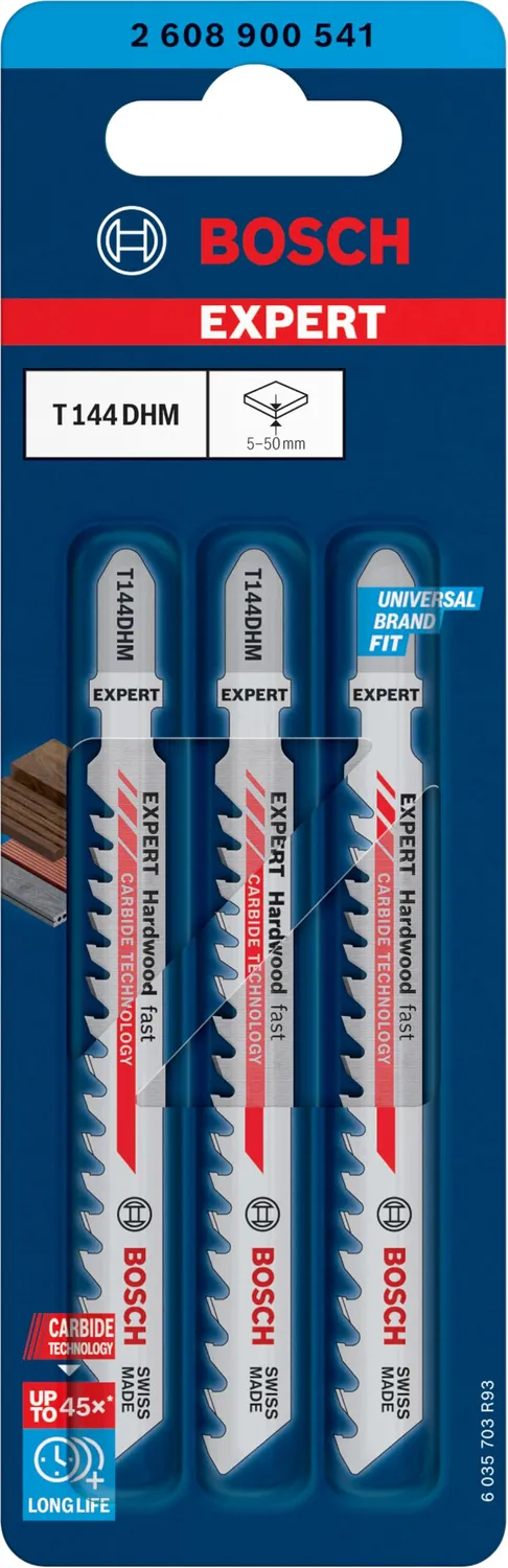 Bosch Expert Hardwood Fast T144DHM lame seghetto 3 pezzi legno duro