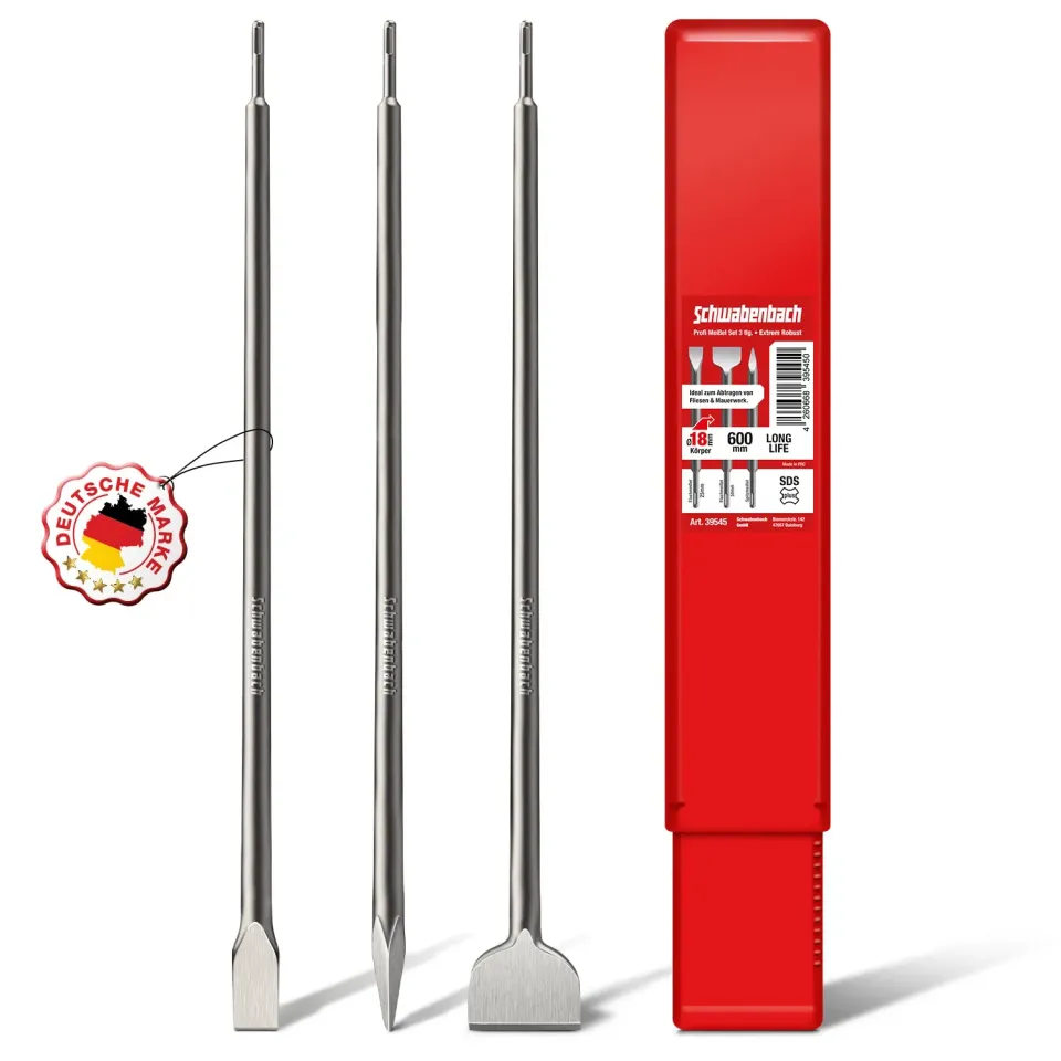 Schwabenbach Set Scalpelli SDS Plus 600 mm 3 pezzi acciaio 40Cr