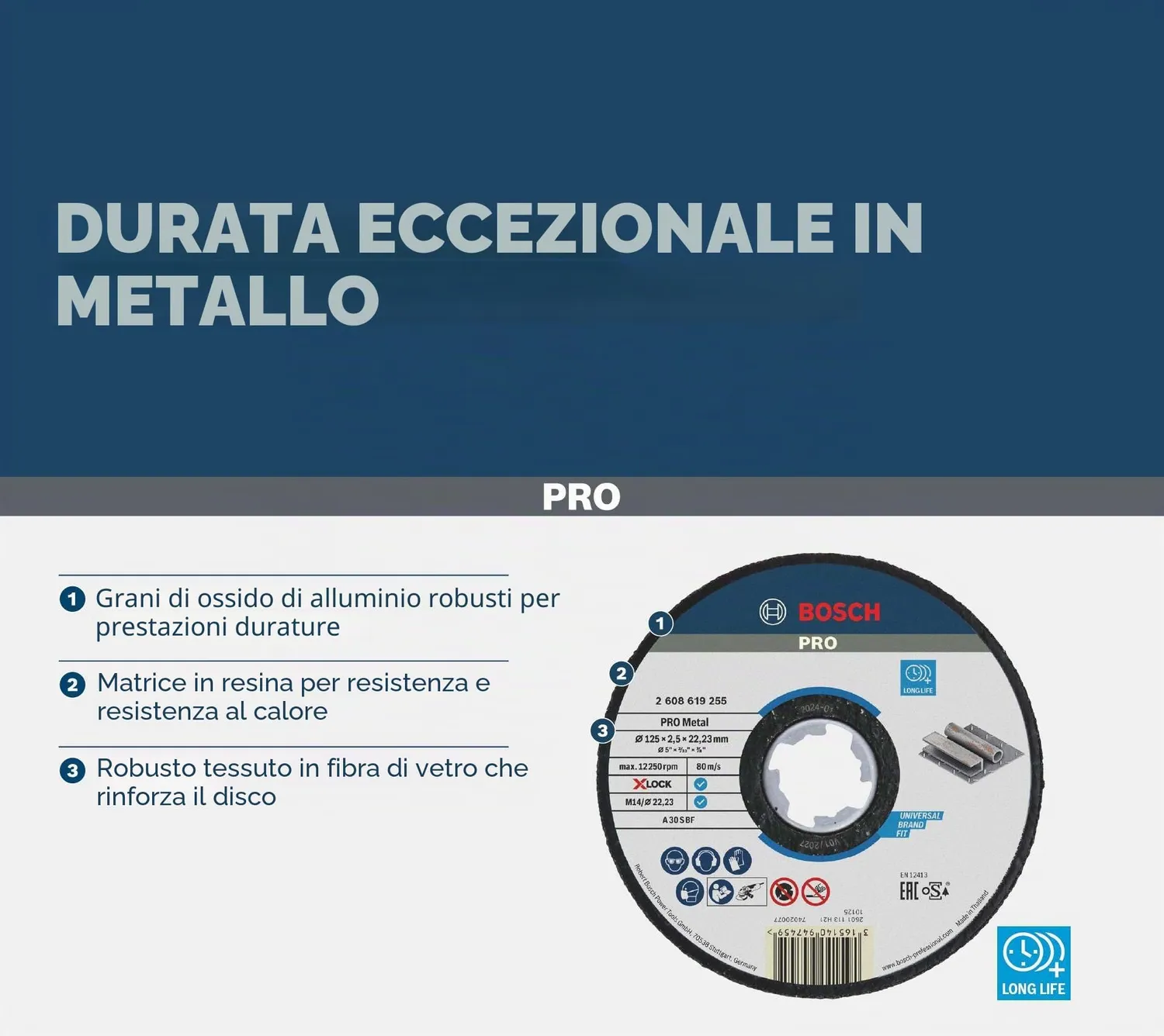 Bosch Expert PRO Metal disco taglio 125x2,5 mm X-Lock