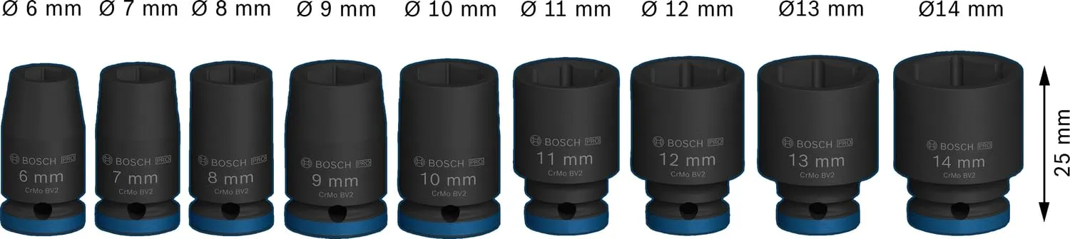Bosch Expert PRO Impact bussole 1/4" esagonali 9 pz