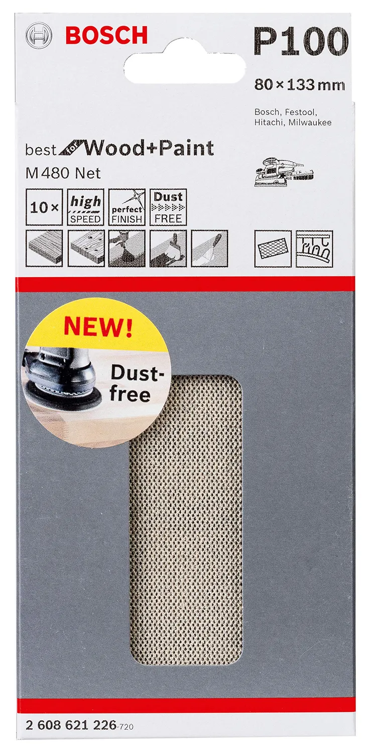 Bosch Expert M480 Fogli Abrasivi a Rete 50 Pezzi Legno Vernice