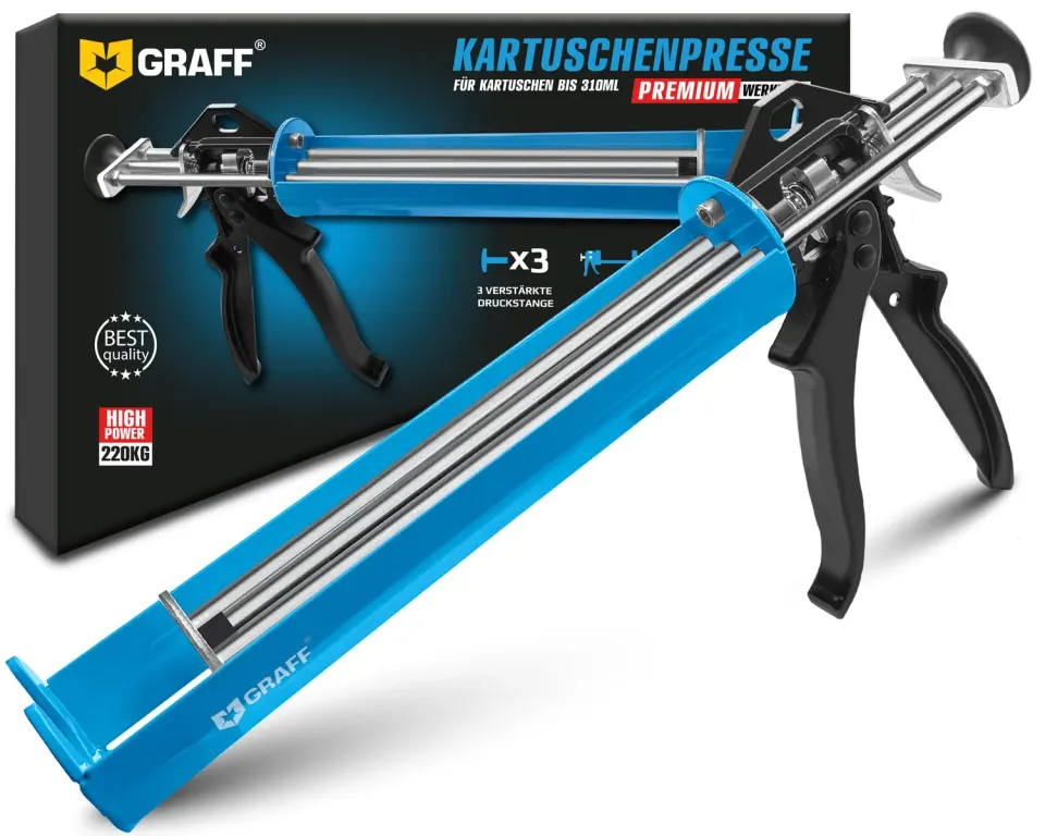 Graff pistola silicone 310 ml metallo tripla spinta