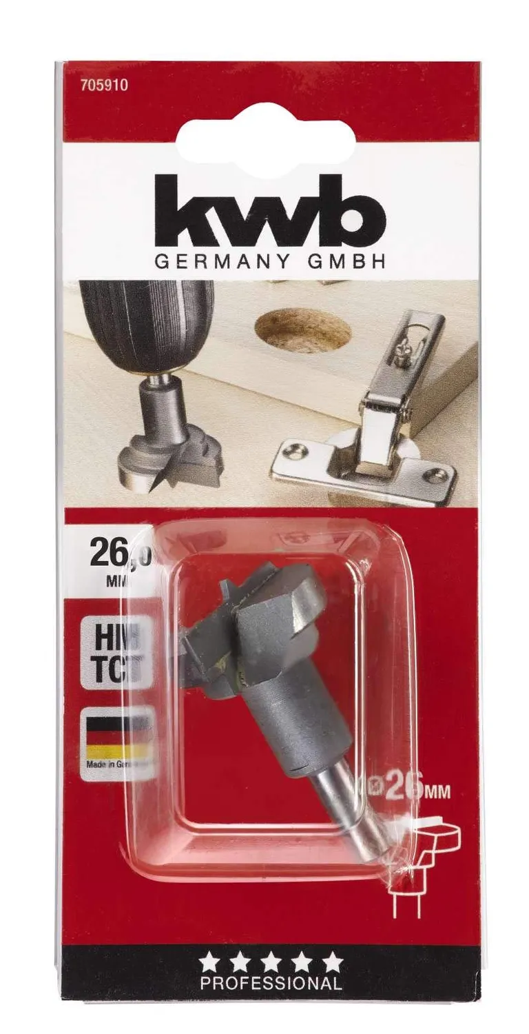 KWB punta cerniere 26mm metallo duro per legno Made Germany