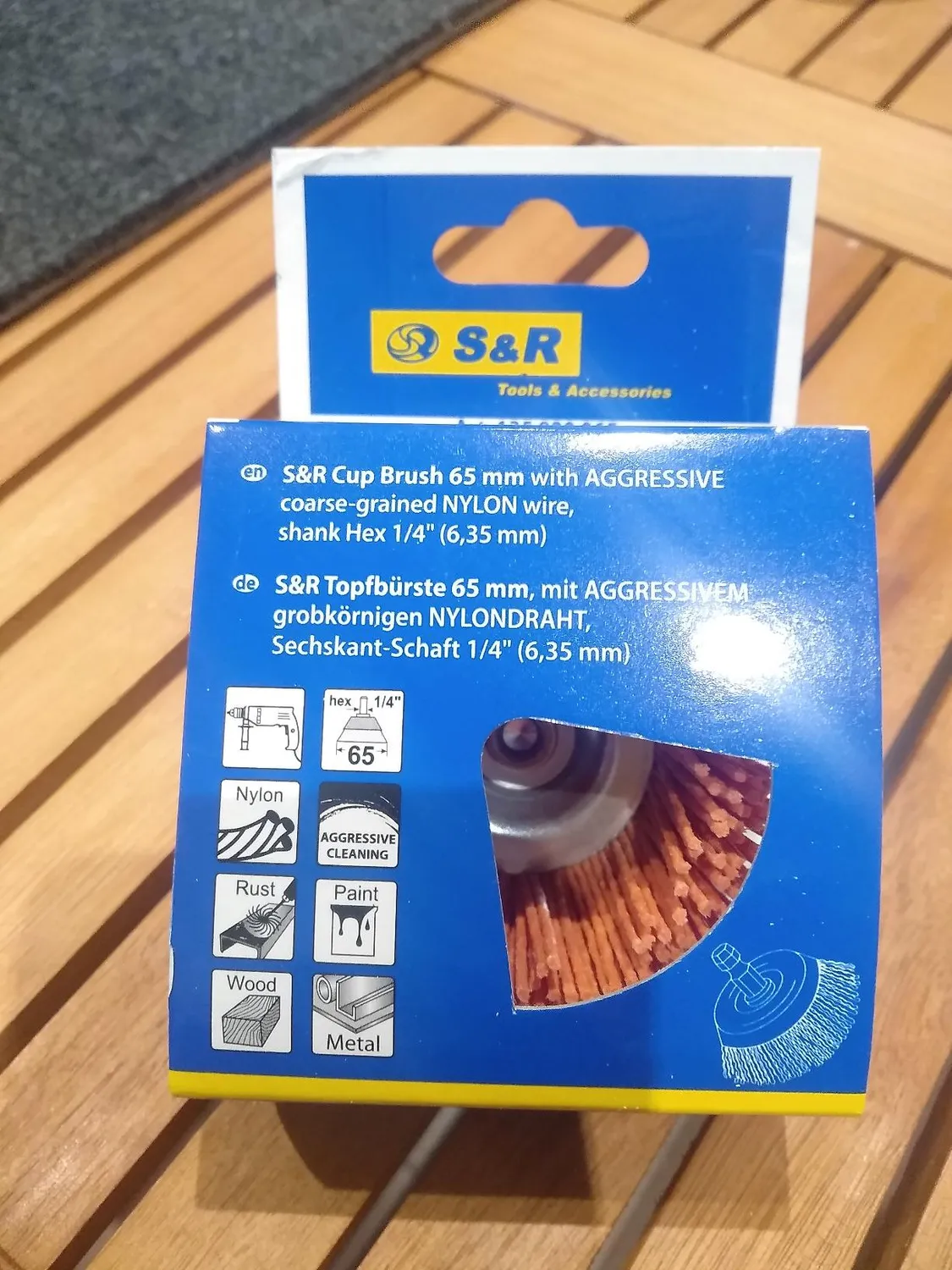 S&R spazzola a tazza nylon aggressiva trapano 65 mm