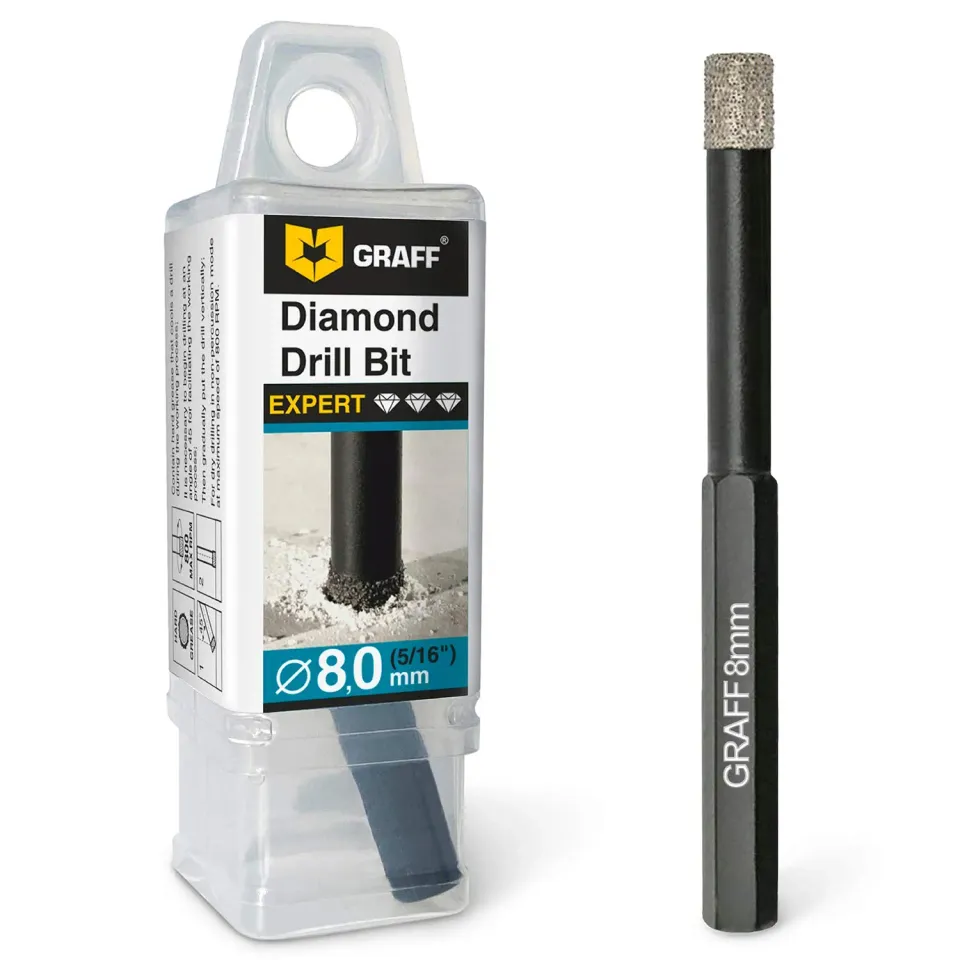 Graff 8 mm punta diamantata gres codolo esagonale uso a secco
