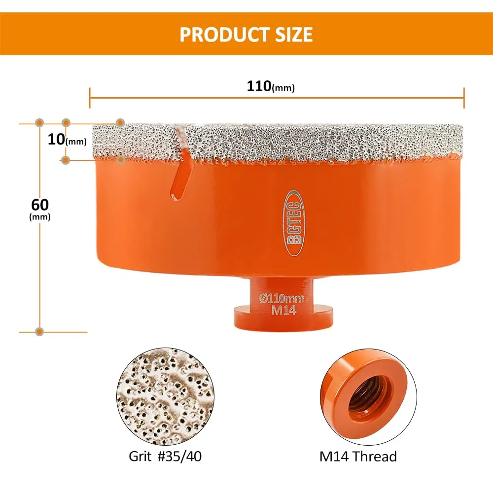 BGTEC sega a tazza diamantata 110 mm M14 per gres