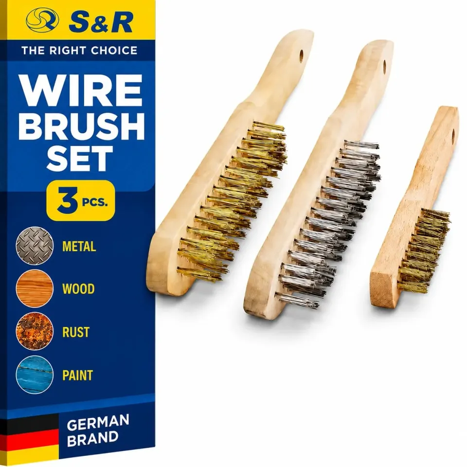 S&R Set 3 Spazzole Metalliche Inox Ottone 290 mm
